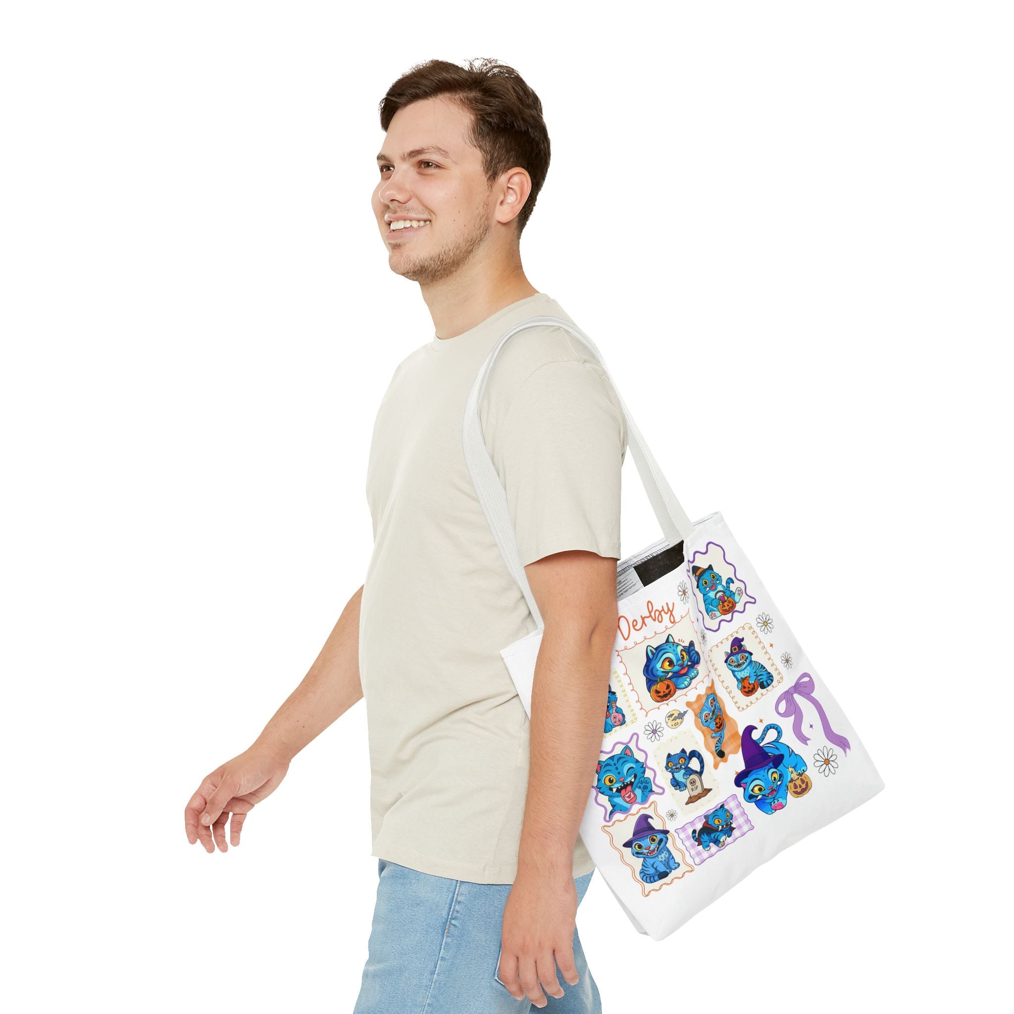 Whimsical Halloween Tote Bag, Eco-Friendly Shopping Bag, Cute Gift for Witches, Spooky Season Essentials, Derby Themed Accessories