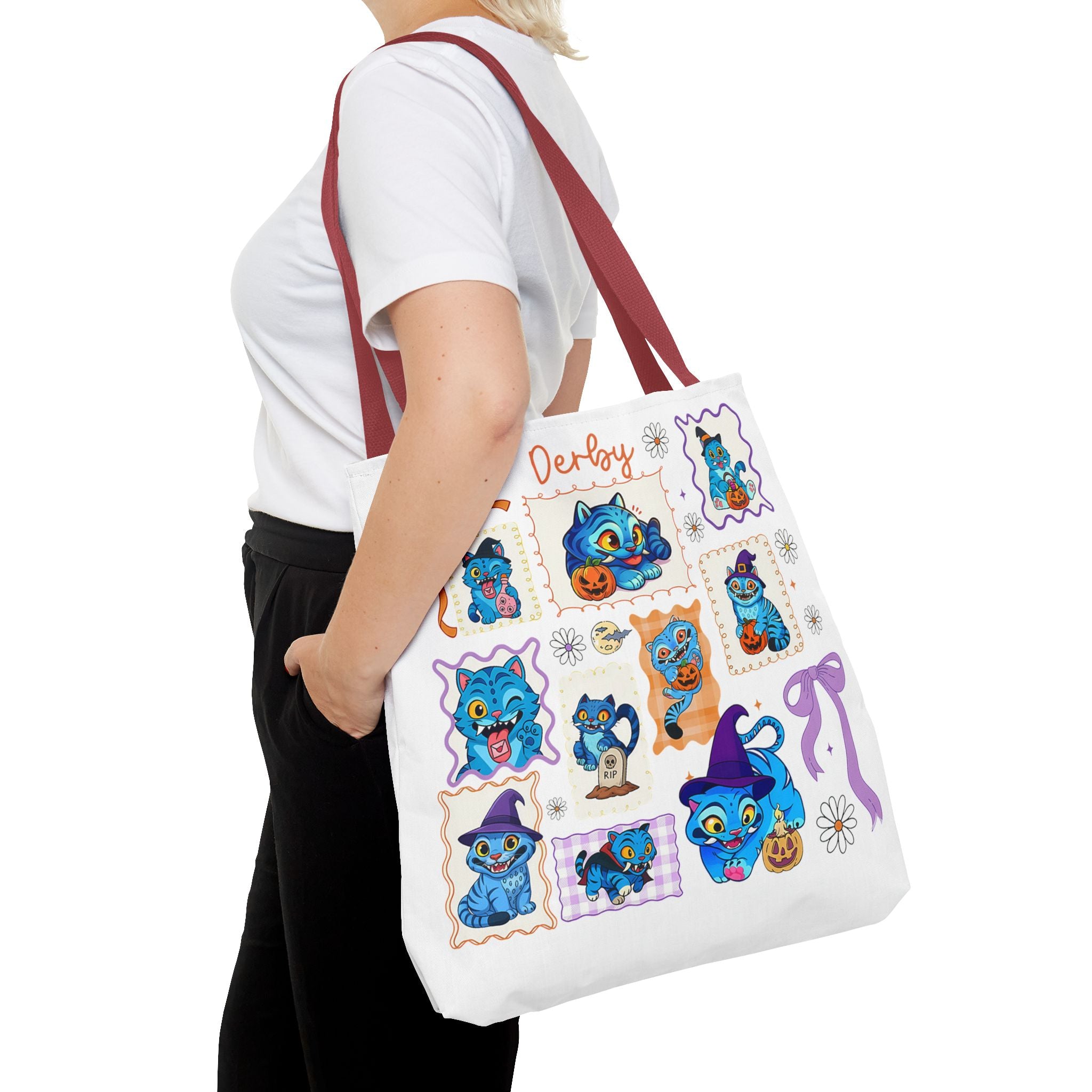 Whimsical Halloween Tote Bag, Eco-Friendly Shopping Bag, Cute Gift for Witches, Spooky Season Essentials, Derby Themed Accessories