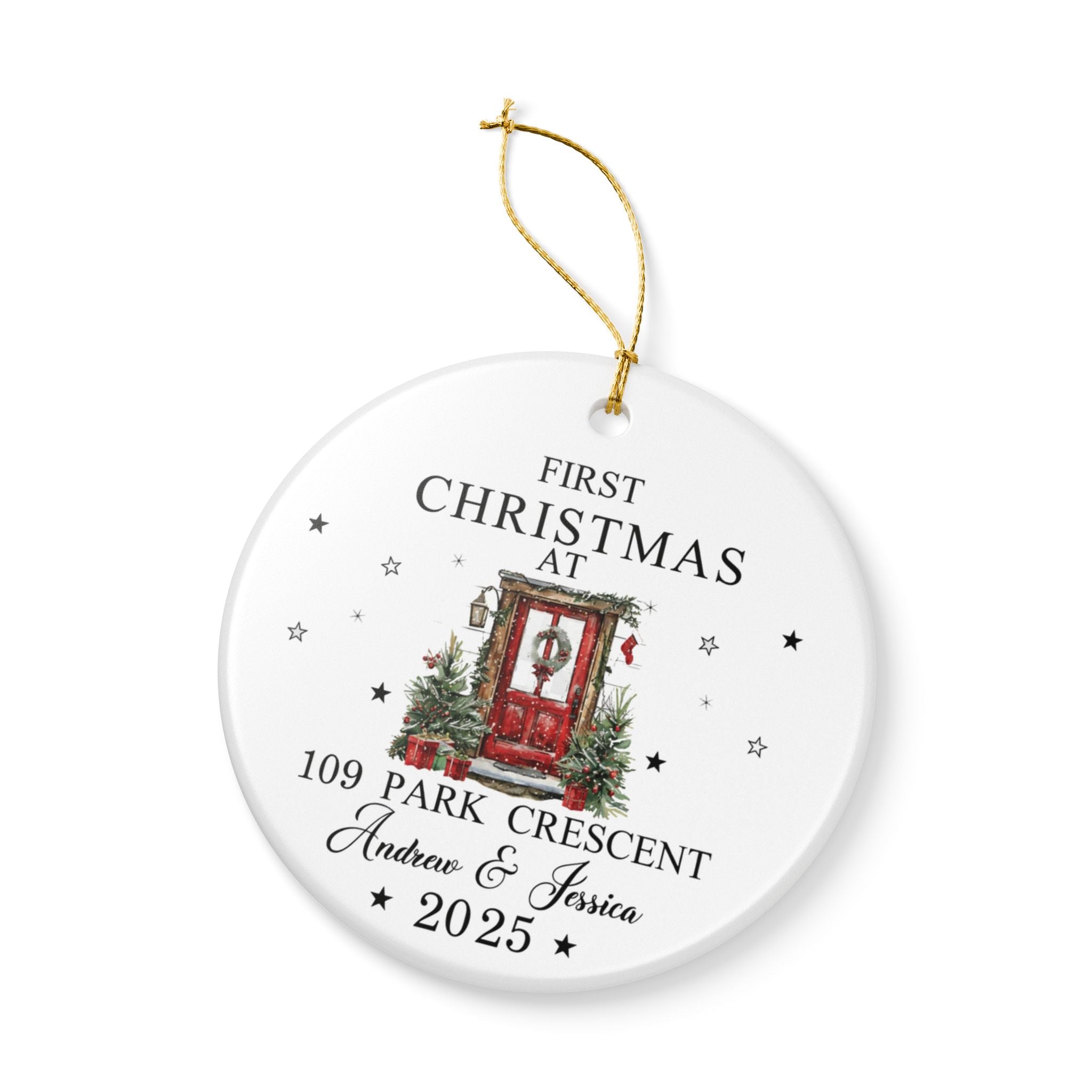Personalized First Christmas Ornament 2025, New Home Gift, Custom Address Decoration, Couple Housewarming Keepsake