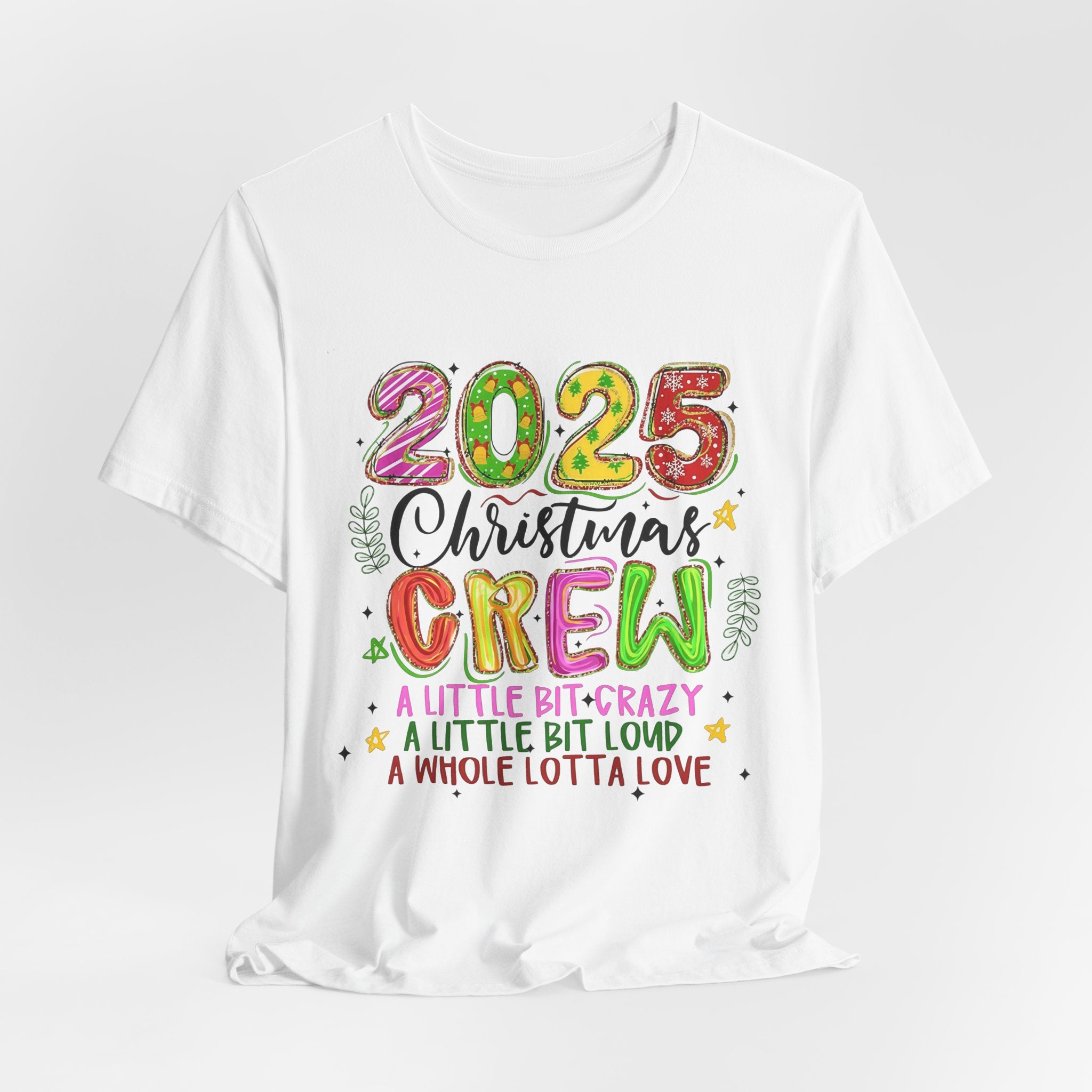 2025 Christmas Crew T-Shirt, Funny Family Holiday Matching Tee, Colorful Festive Graphic Shirt, Xmas Party Outfit for Group