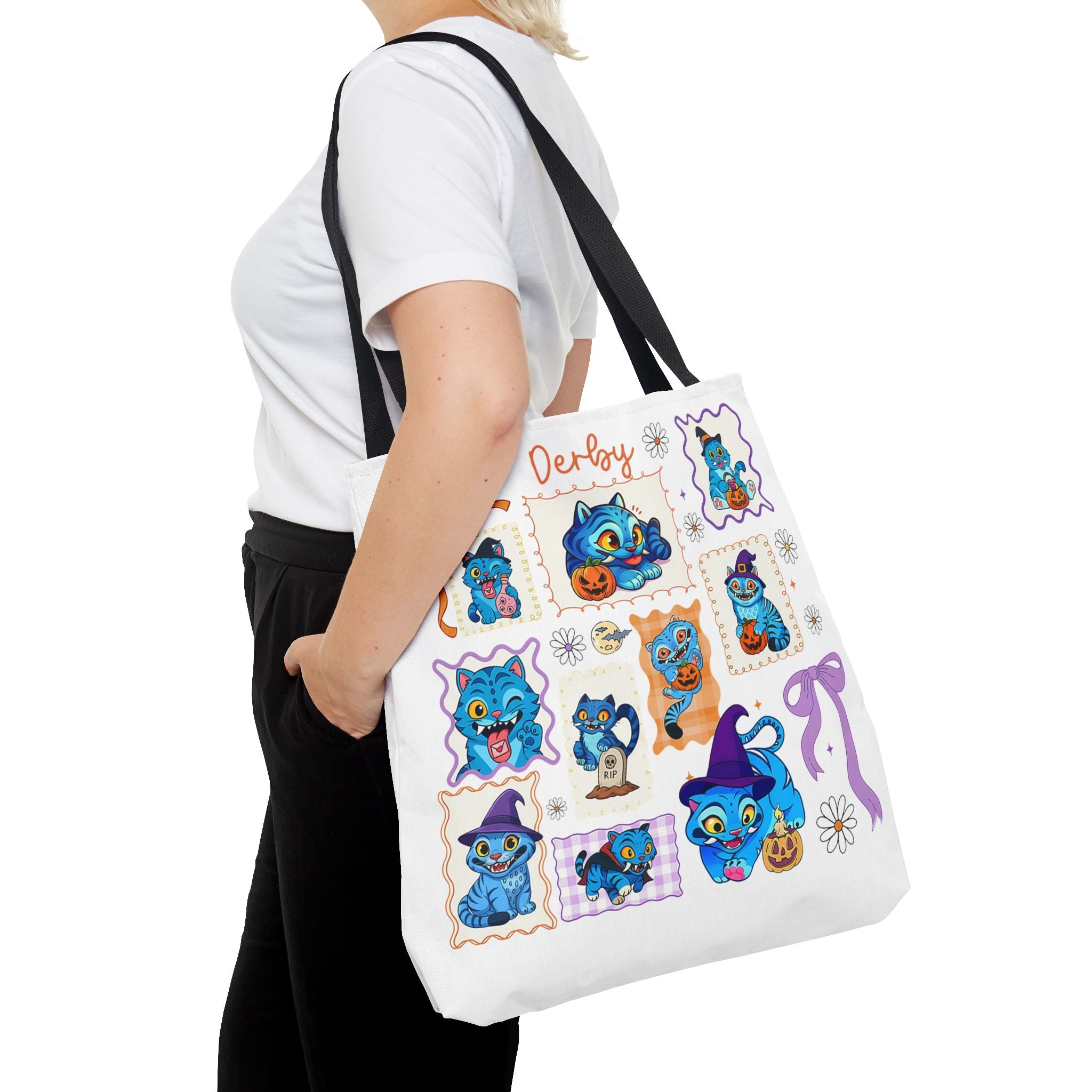 Whimsical Halloween Tote Bag, Eco-Friendly Shopping Bag, Cute Gift for Witches, Spooky Season Essentials, Derby Themed Accessories