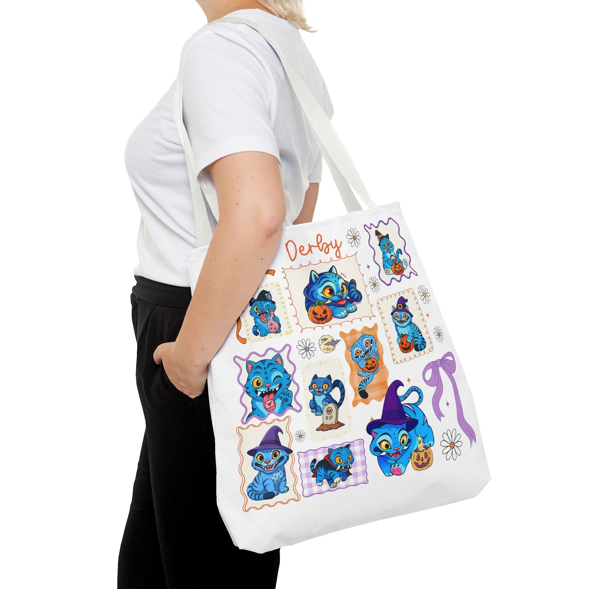 Whimsical Halloween Tote Bag, Eco-Friendly Shopping Bag, Cute Gift for Witches, Spooky Season Essentials, Derby Themed Accessories