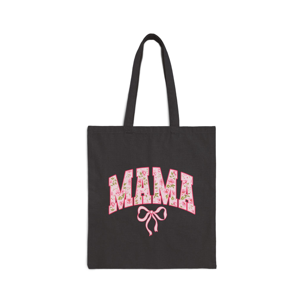 Floral MAMA Tote Bag, Pink Bow and Rose Print Design, Mother’s Day Gift Bag, Vintage Flower Mom Tote, Aesthetic Mama Carryall