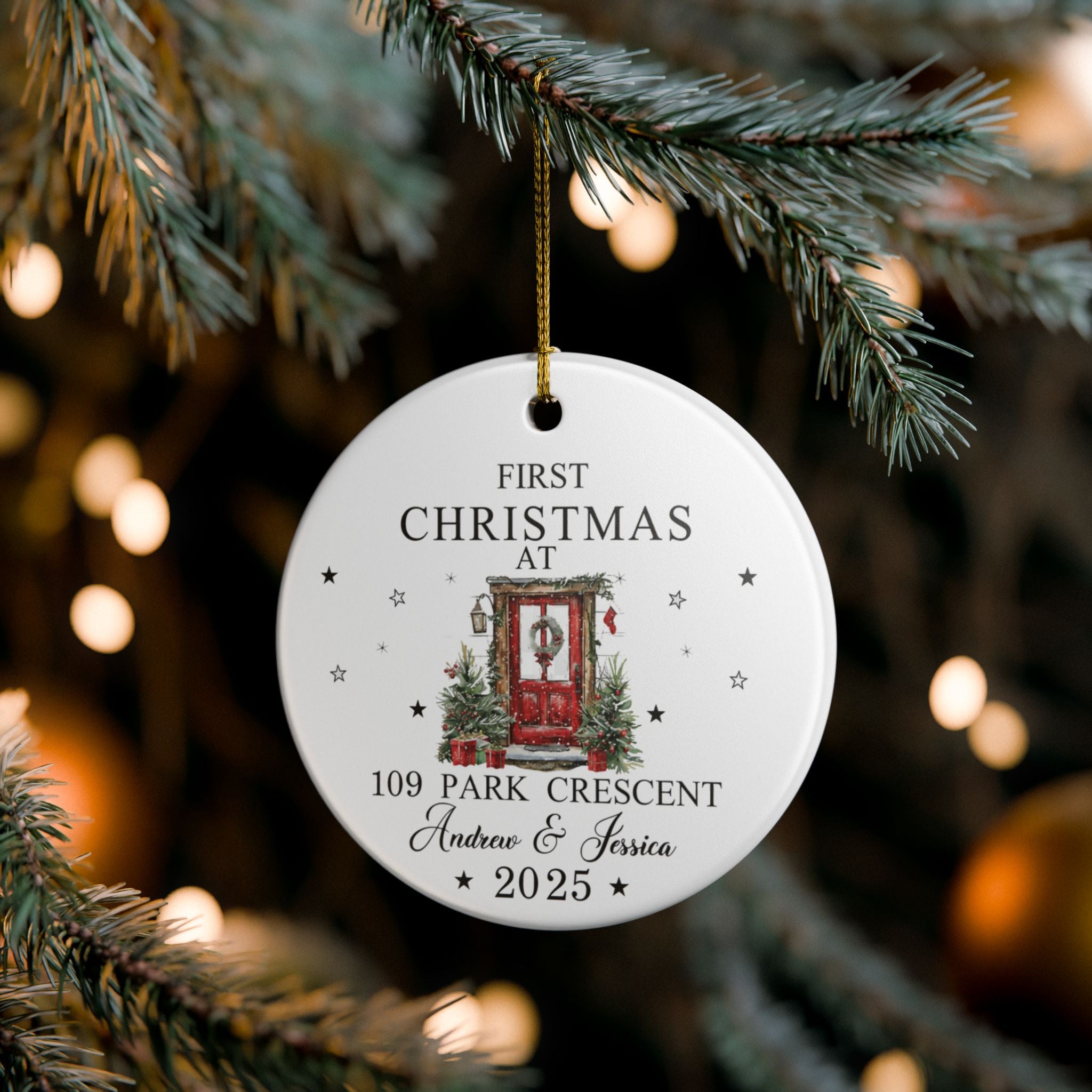Personalized First Christmas Ornament 2025, New Home Gift, Custom Address Decoration, Couple Housewarming Keepsake