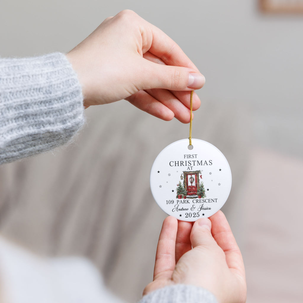 Personalized First Christmas Ornament 2025, New Home Gift, Custom Address Decoration, Couple Housewarming Keepsake