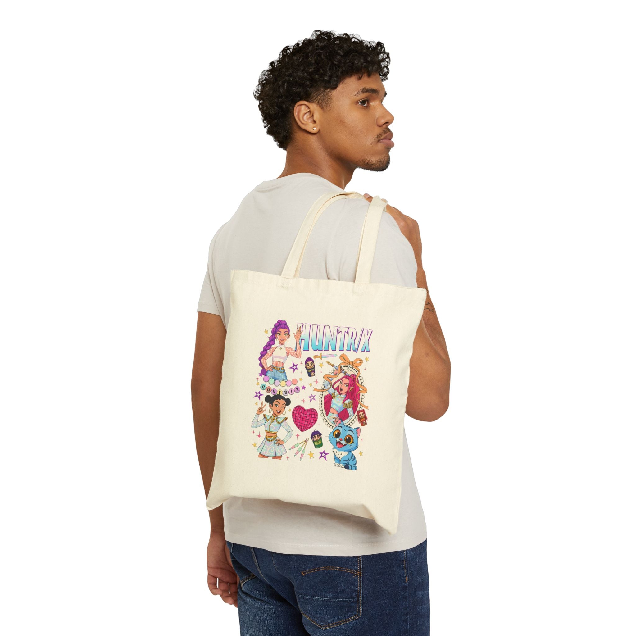 Fun & Colorful Cotton Canvas Tote Bag, Eco-Friendly Shopping Bag, Cute Gift for Kids, Perfect for Summer Outings, Art Lover's Accessory