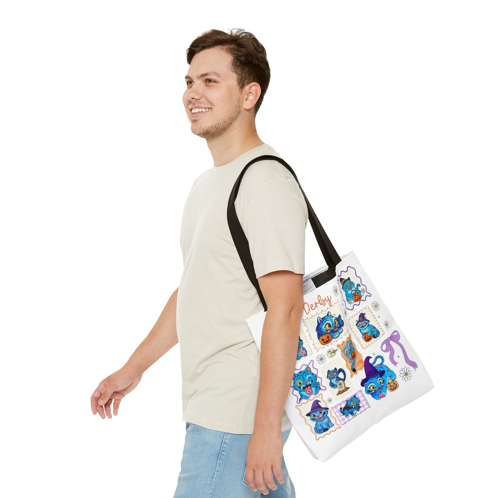 Whimsical Halloween Tote Bag, Eco-Friendly Shopping Bag, Cute Gift for Witches, Spooky Season Essentials, Derby Themed Accessories