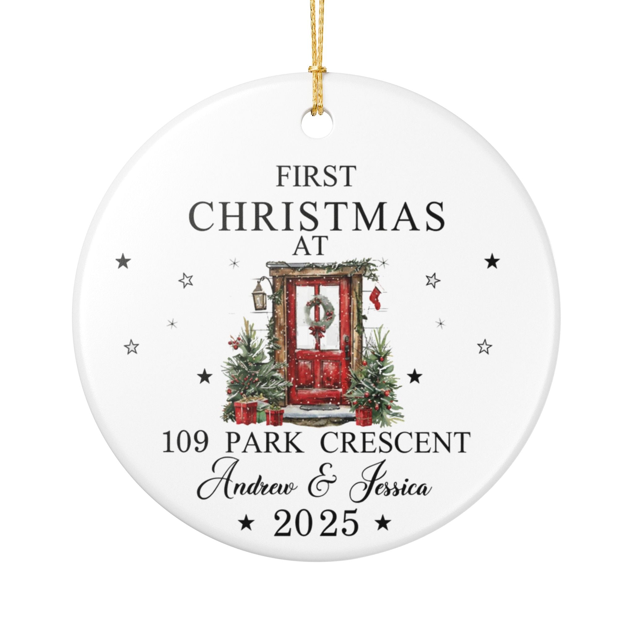Personalized First Christmas Ornament 2025, New Home Gift, Custom Address Decoration, Couple Housewarming Keepsake