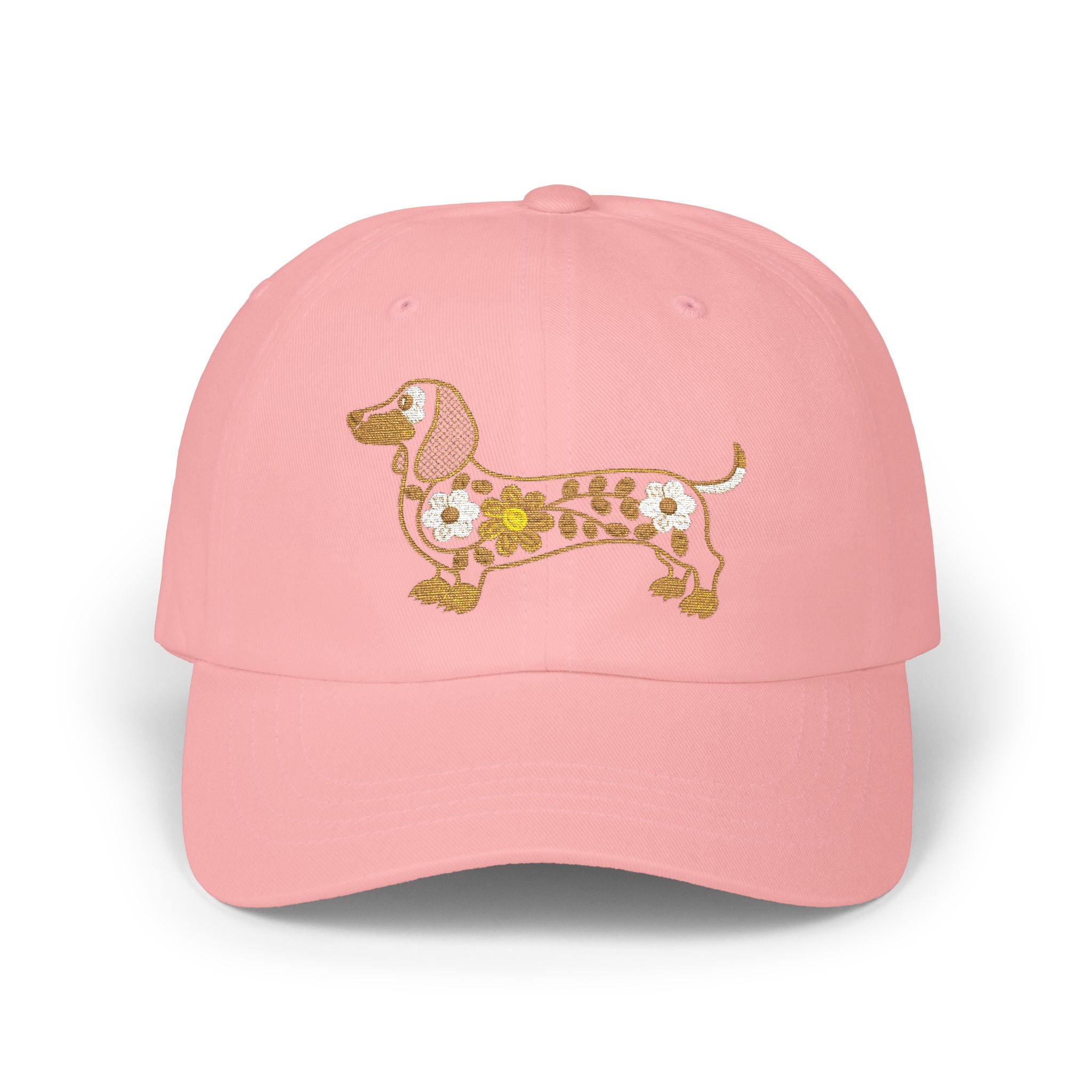 Floral Dachshund Embroidered Hat, Cute Wiener Dog Stitch Design Cap, Flower Dog Embroidery Baseball Hat, Pet Lover Gift, Boho Dog Cap