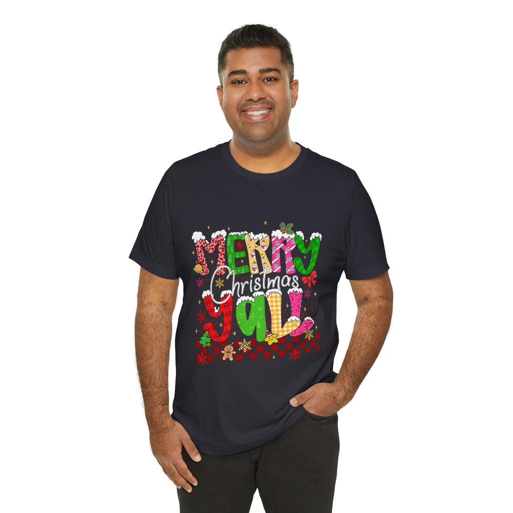 Merry Christmas Y’all Shirt, Colorful Christmas T-Shirt, Retro Holiday Tee, Cute Festive Graphic Tee for Women