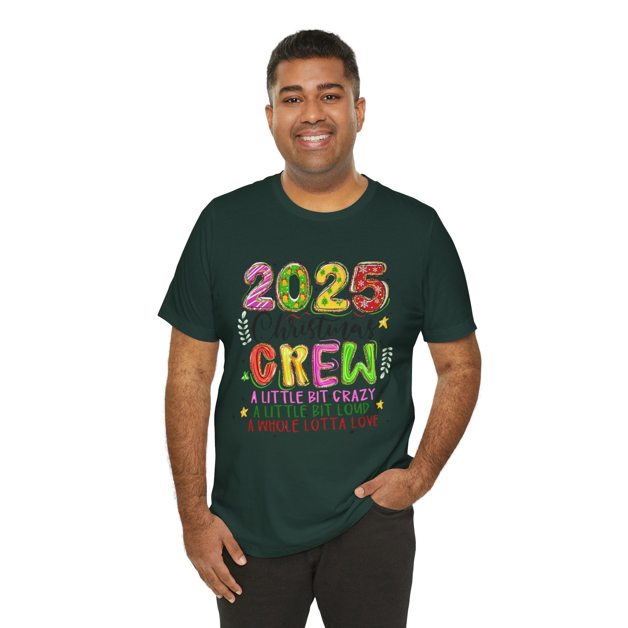 2025 Christmas Crew T-Shirt, Funny Family Holiday Matching Tee, Colorful Festive Graphic Shirt, Xmas Party Outfit for Group