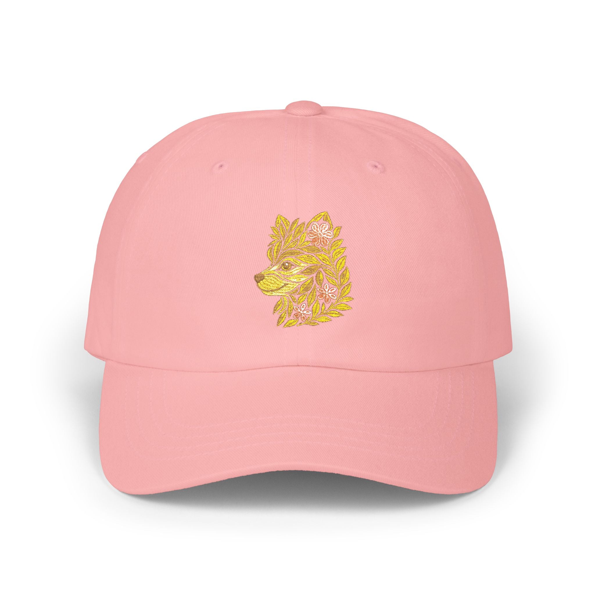 Floral Dog Embroidered Hat, Leaf and Flower Stitch Design Cap, Nature Dog Embroidery, Botanical Pet Lover Baseball Hat, Animal Gift Cap