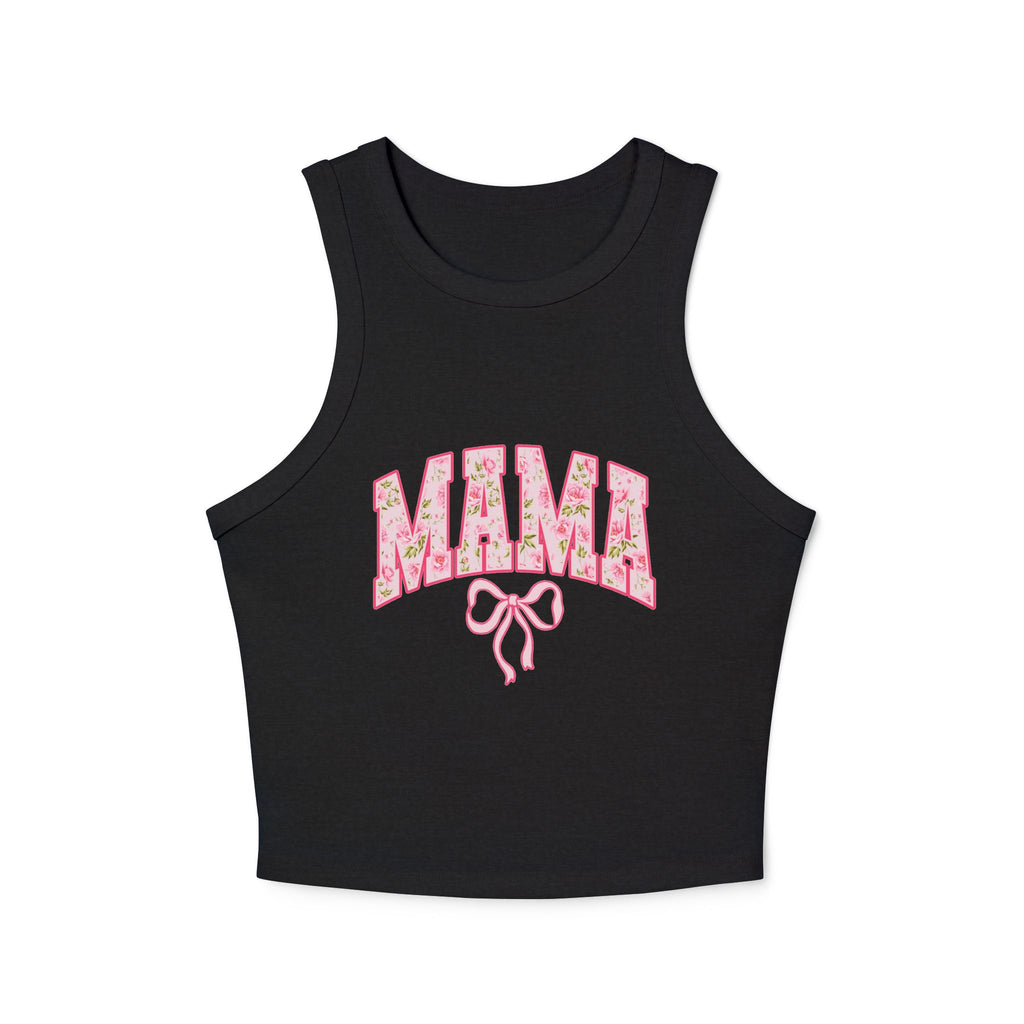 Floral MAMA Tank Top, Pink Bow and Rose Print Design, Cute Mom Life Summer Shirt, Mother’s Day Gift Top, Feminine Floral Tank