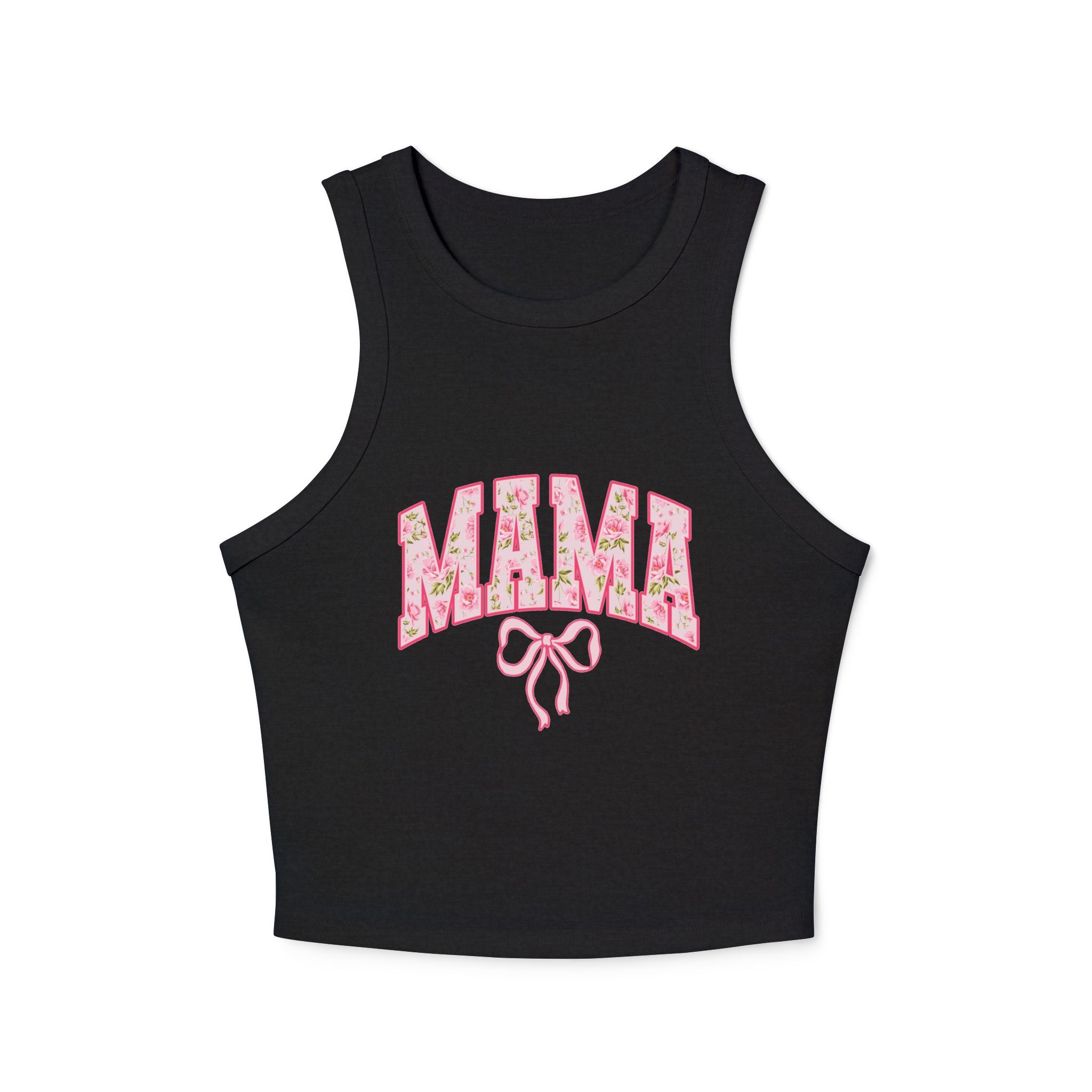 Floral MAMA Tank Top, Pink Bow and Rose Print Design, Cute Mom Life Summer Shirt, Mother’s Day Gift Top, Feminine Floral Tank