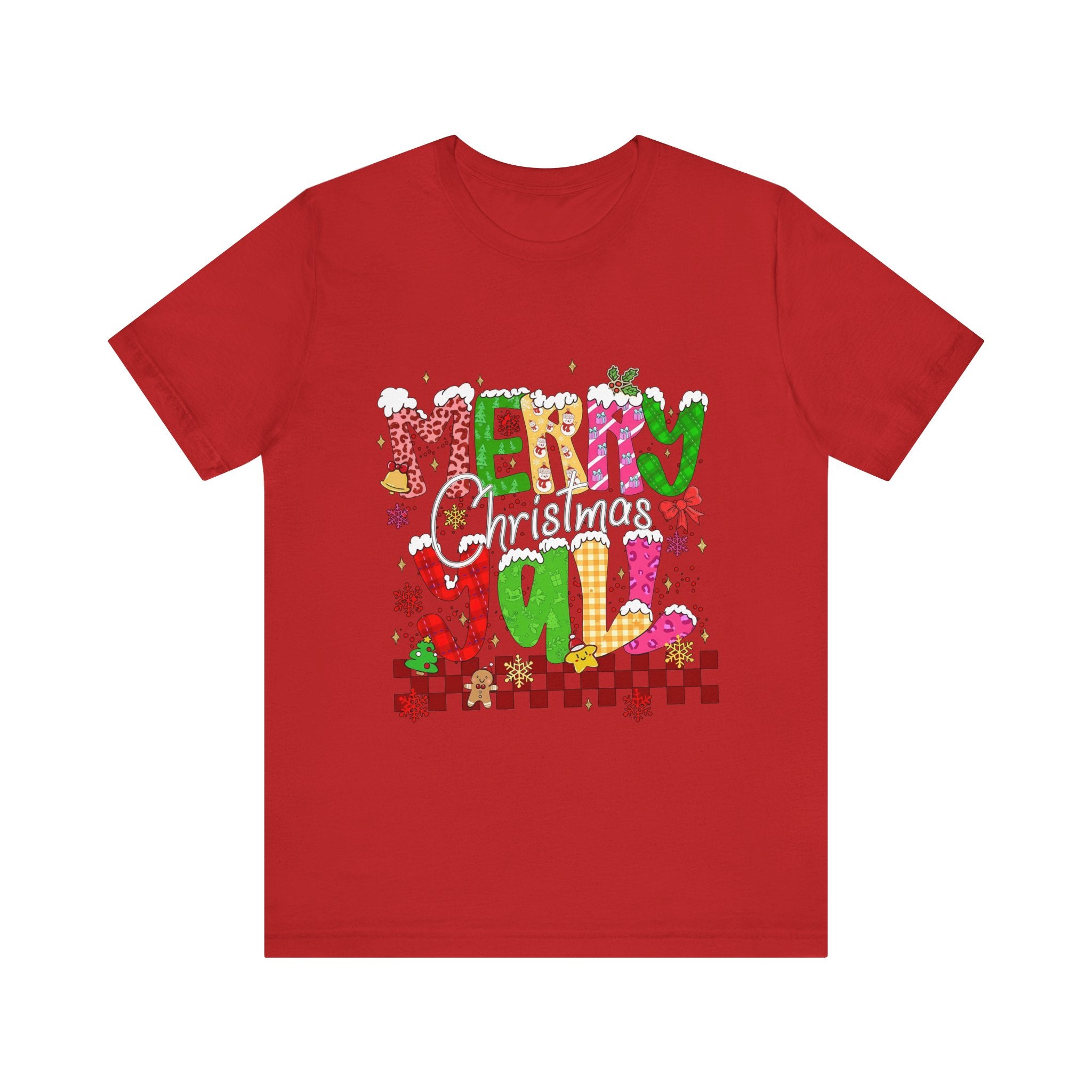 Merry Christmas Y’all Shirt, Colorful Christmas T-Shirt, Retro Holiday Tee, Cute Festive Graphic Tee for Women