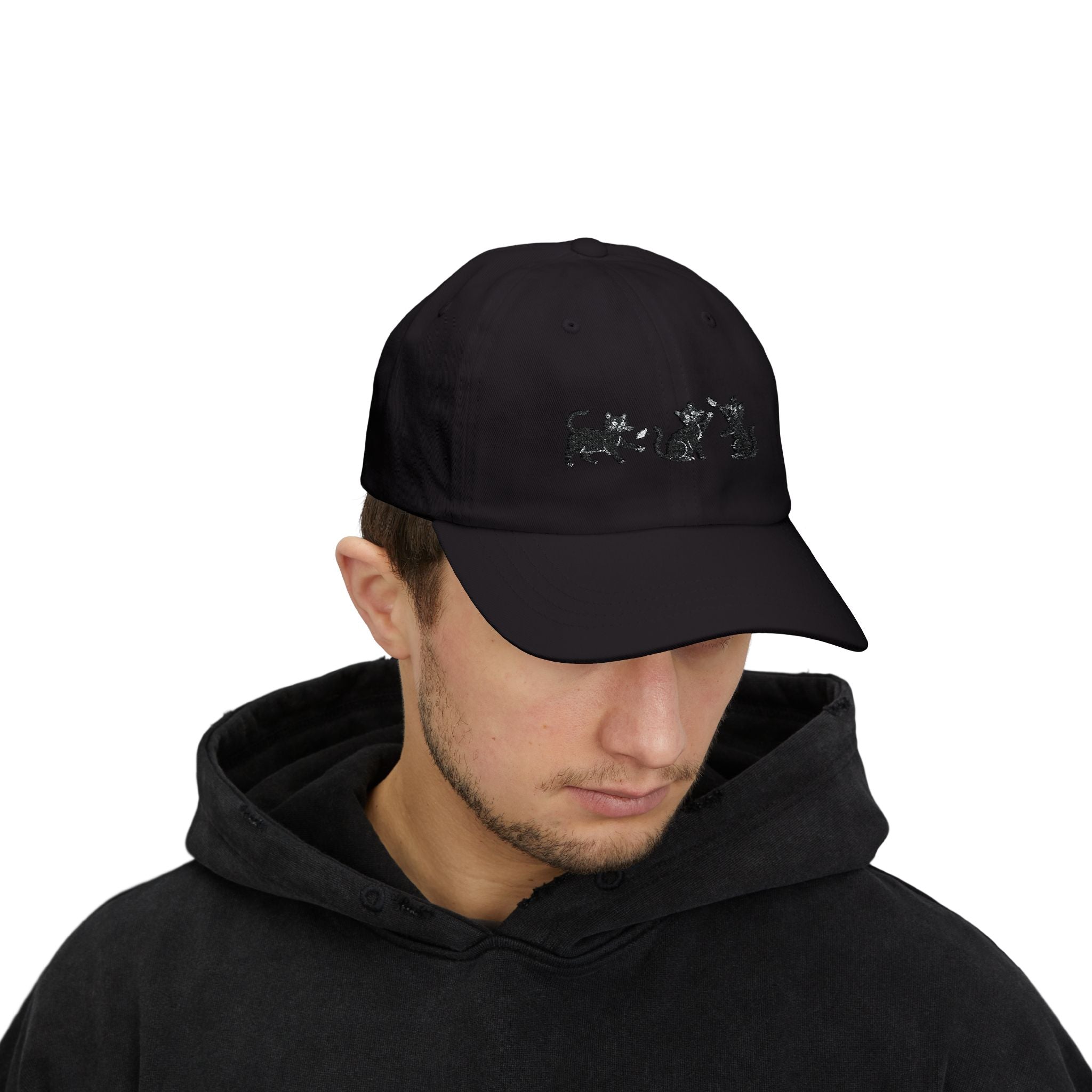 Black Cat and Butterfly Embroidered Hat, Cute Cat Stitch Design Cap, Playful Kitty Baseball Hat, Animal Embroidery Gift, Pet Lover Cap