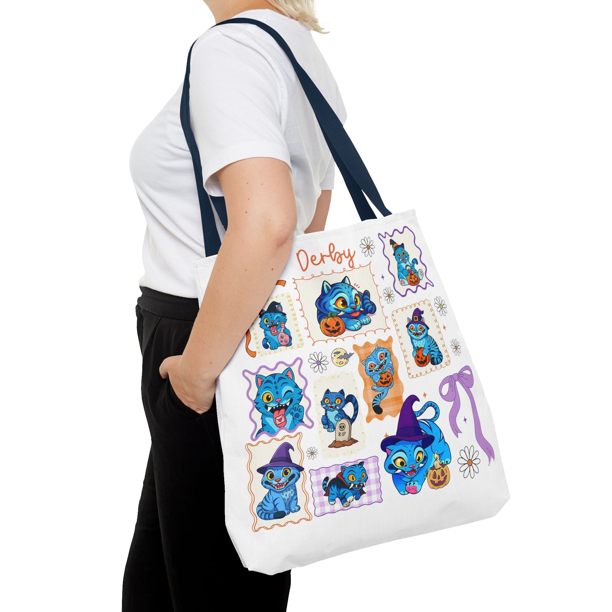Whimsical Halloween Tote Bag, Eco-Friendly Shopping Bag, Cute Gift for Witches, Spooky Season Essentials, Derby Themed Accessories