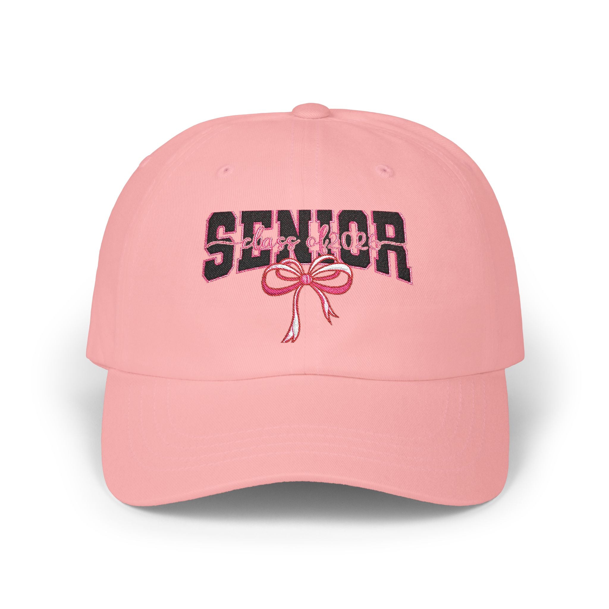 Senior Class of 2026 Embroidered Hat, Pink Bow Graduation Cap, High School Senior Baseball Hat, Class of 2026 Gift, Grad Embroidery Cap