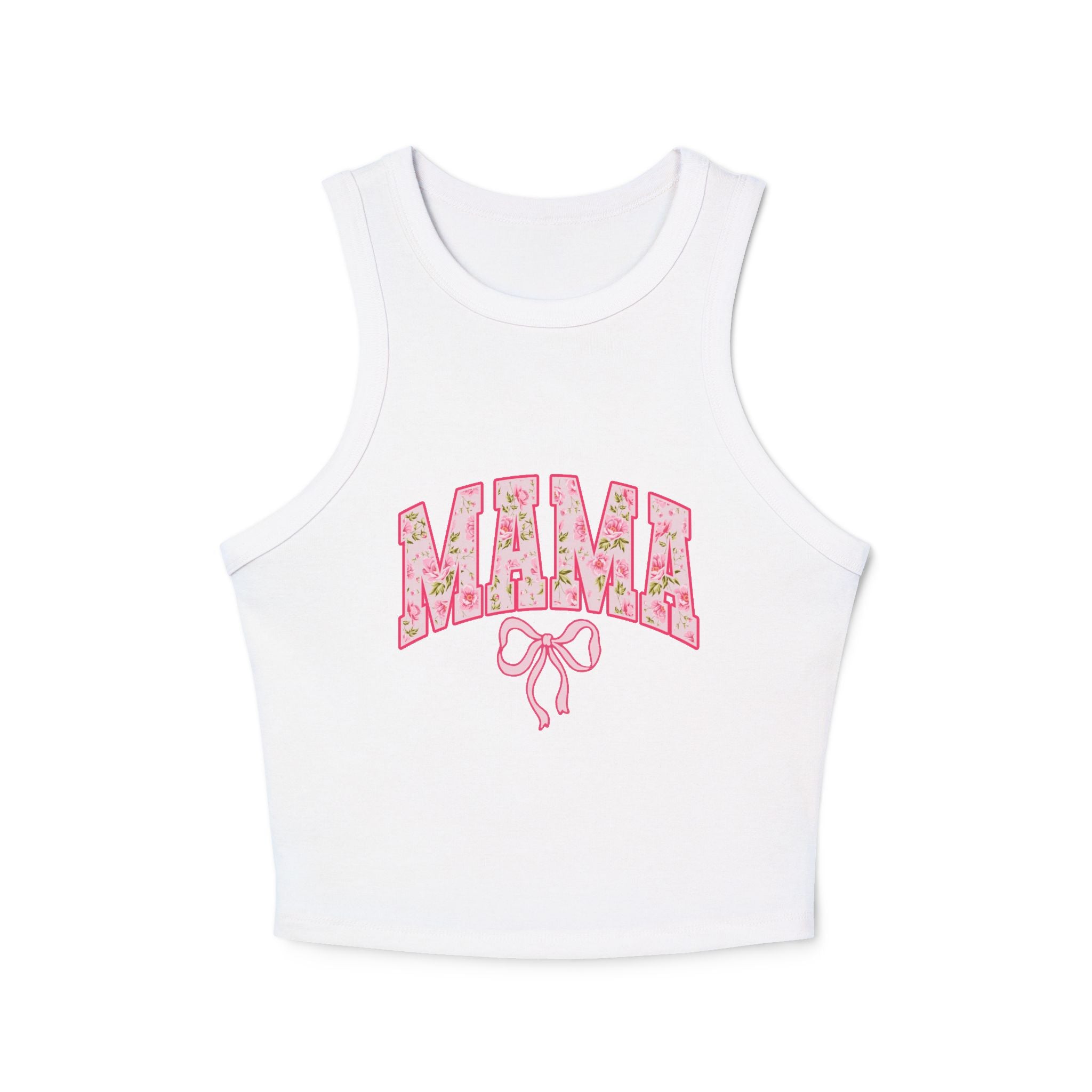 Floral MAMA Tank Top, Pink Bow and Rose Print Design, Cute Mom Life Summer Shirt, Mother’s Day Gift Top, Feminine Floral Tank