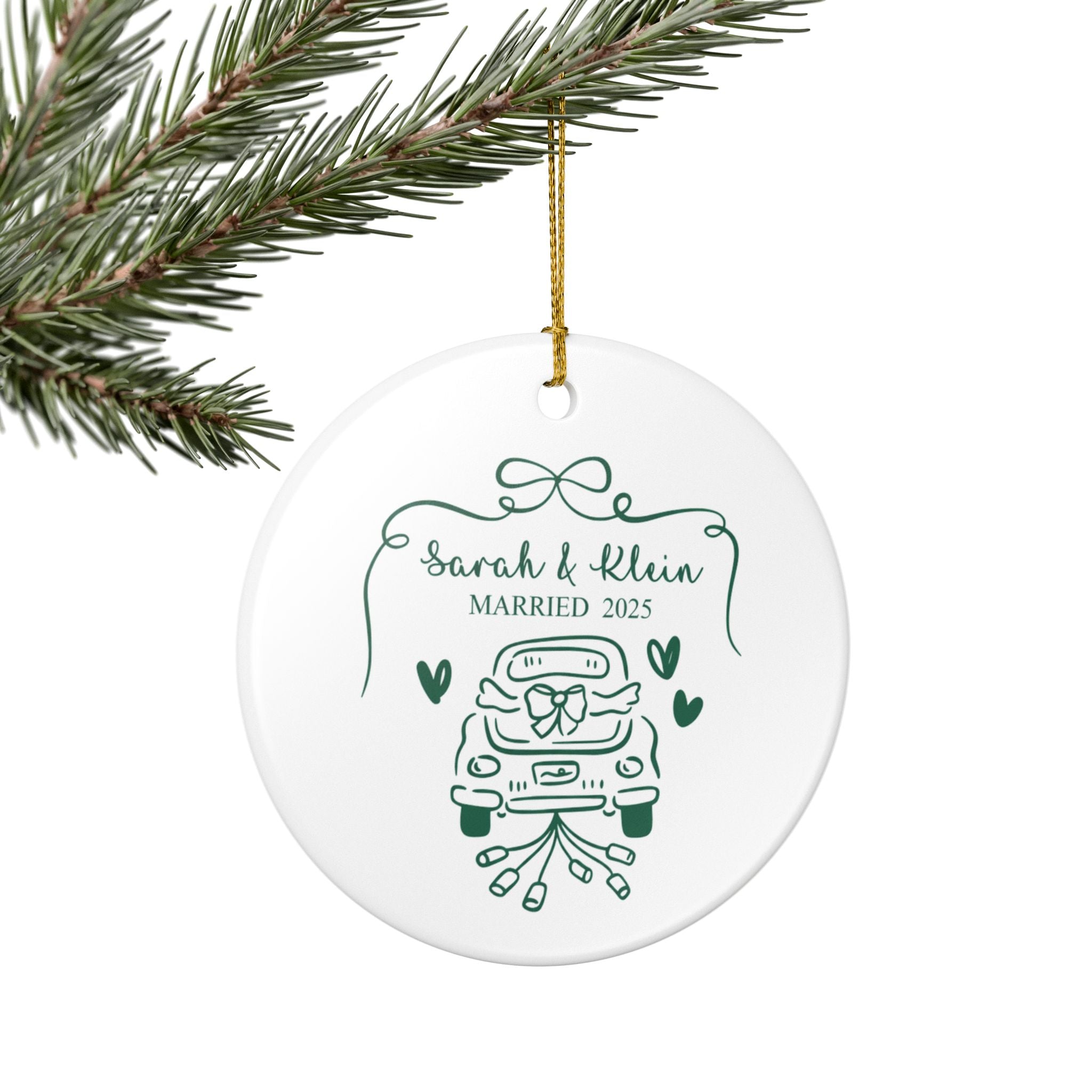 Personalized Wedding Ornament 2025, Just Married Car Design, Custom Couple Gift, Engagement Keepsake, Bride and Groom Decoration