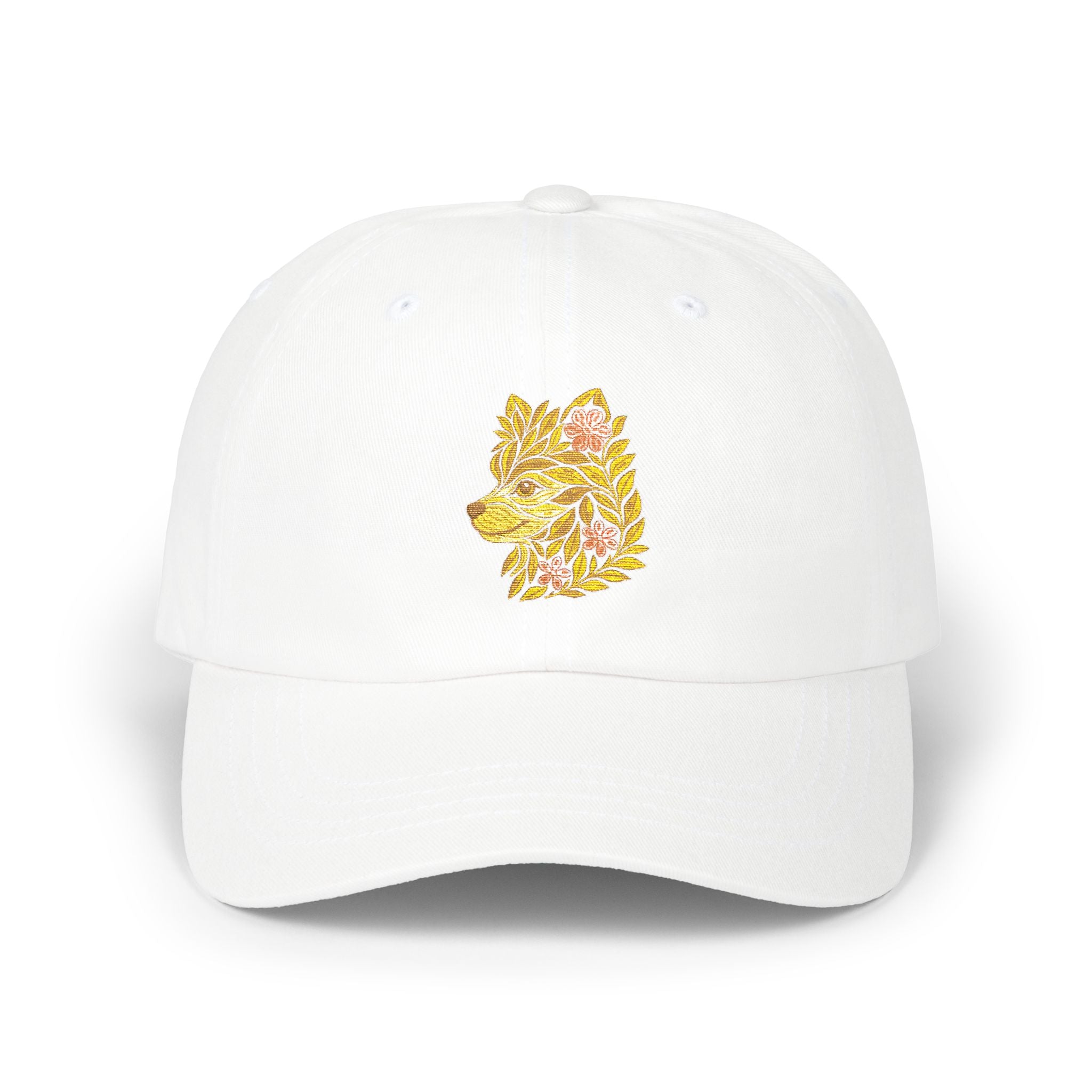 Floral Dog Embroidered Hat, Leaf and Flower Stitch Design Cap, Nature Dog Embroidery, Botanical Pet Lover Baseball Hat, Animal Gift Cap