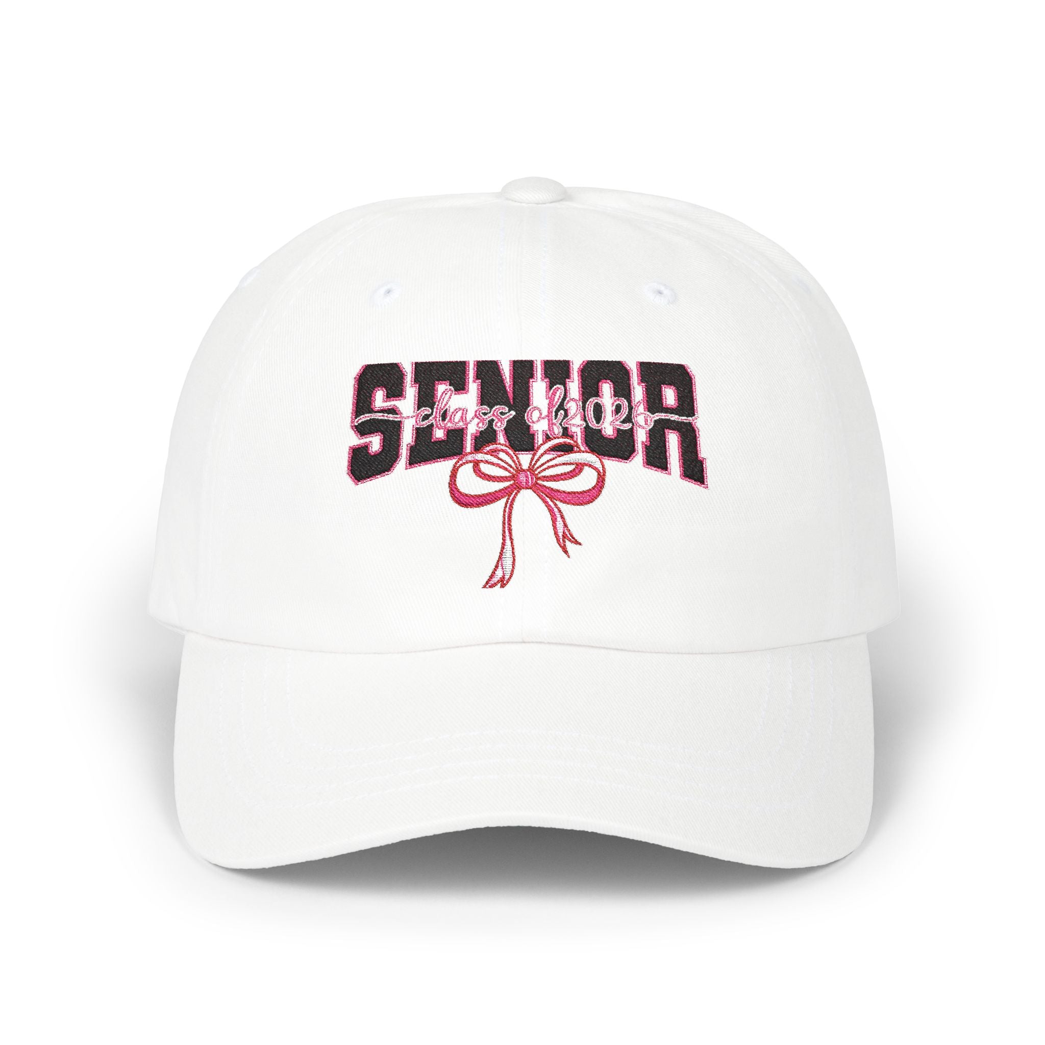 Senior Class of 2026 Embroidered Hat, Pink Bow Graduation Cap, High School Senior Baseball Hat, Class of 2026 Gift, Grad Embroidery Cap