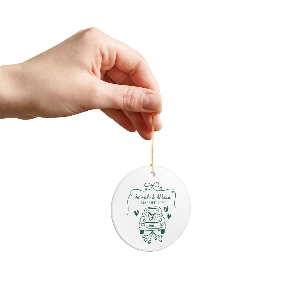 Personalized Wedding Ornament 2025, Just Married Car Design, Custom Couple Gift, Engagement Keepsake, Bride and Groom Decoration
