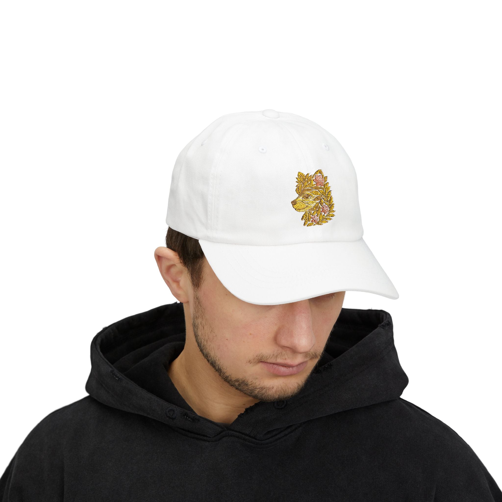 Floral Dog Embroidered Hat, Leaf and Flower Stitch Design Cap, Nature Dog Embroidery, Botanical Pet Lover Baseball Hat, Animal Gift Cap