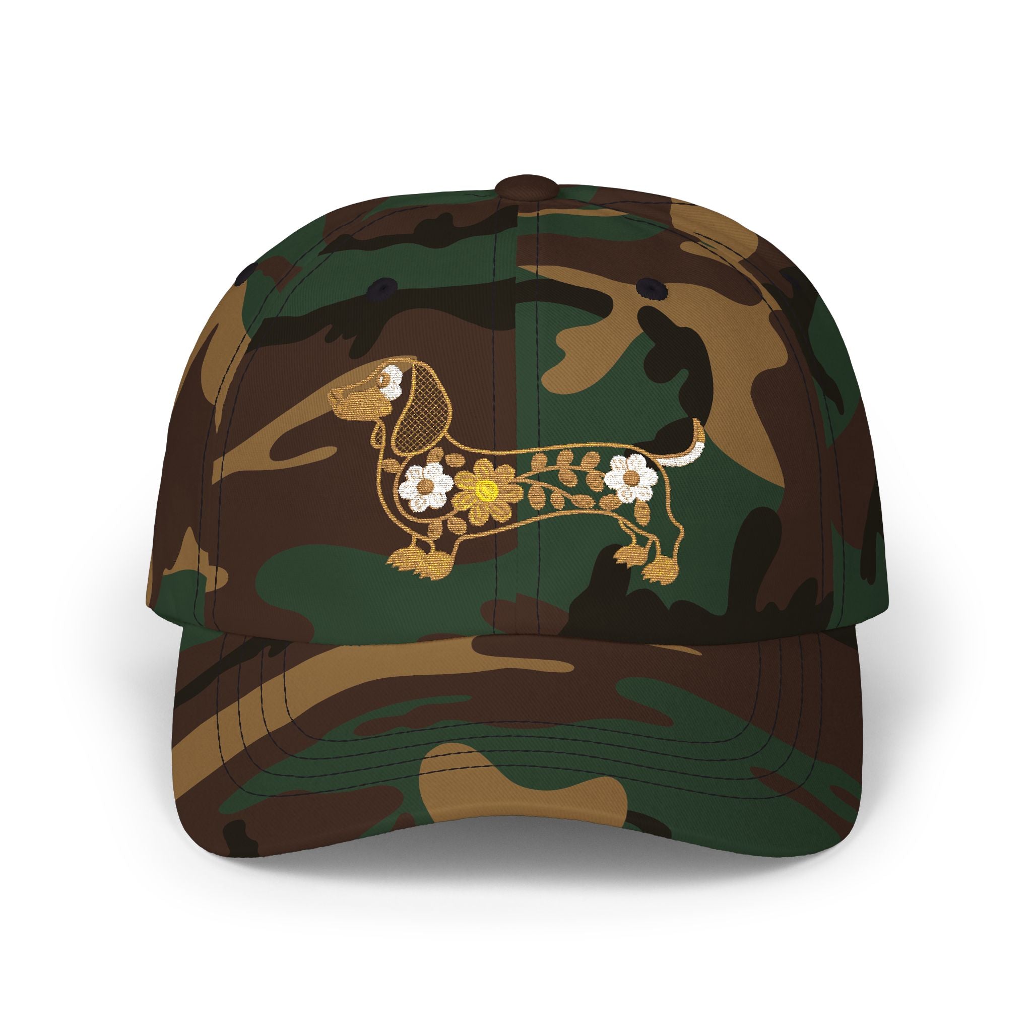 Floral Dachshund Embroidered Hat, Cute Wiener Dog Stitch Design Cap, Flower Dog Embroidery Baseball Hat, Pet Lover Gift, Boho Dog Cap