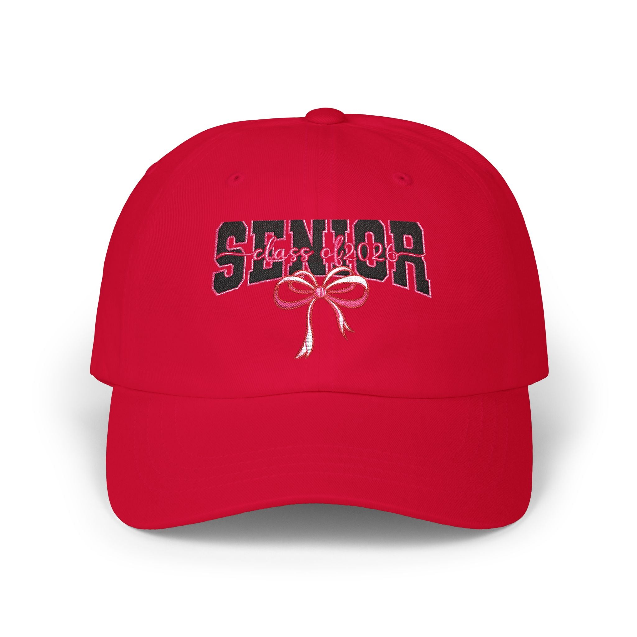 Senior Class of 2026 Embroidered Hat, Pink Bow Graduation Cap, High School Senior Baseball Hat, Class of 2026 Gift, Grad Embroidery Cap