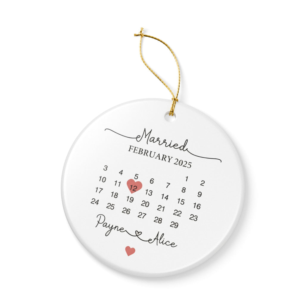 Personalized Wedding Date Ornament 2025, Custom Calendar Keepsake, Married Couple Gift, Engagement or Anniversary Decoration