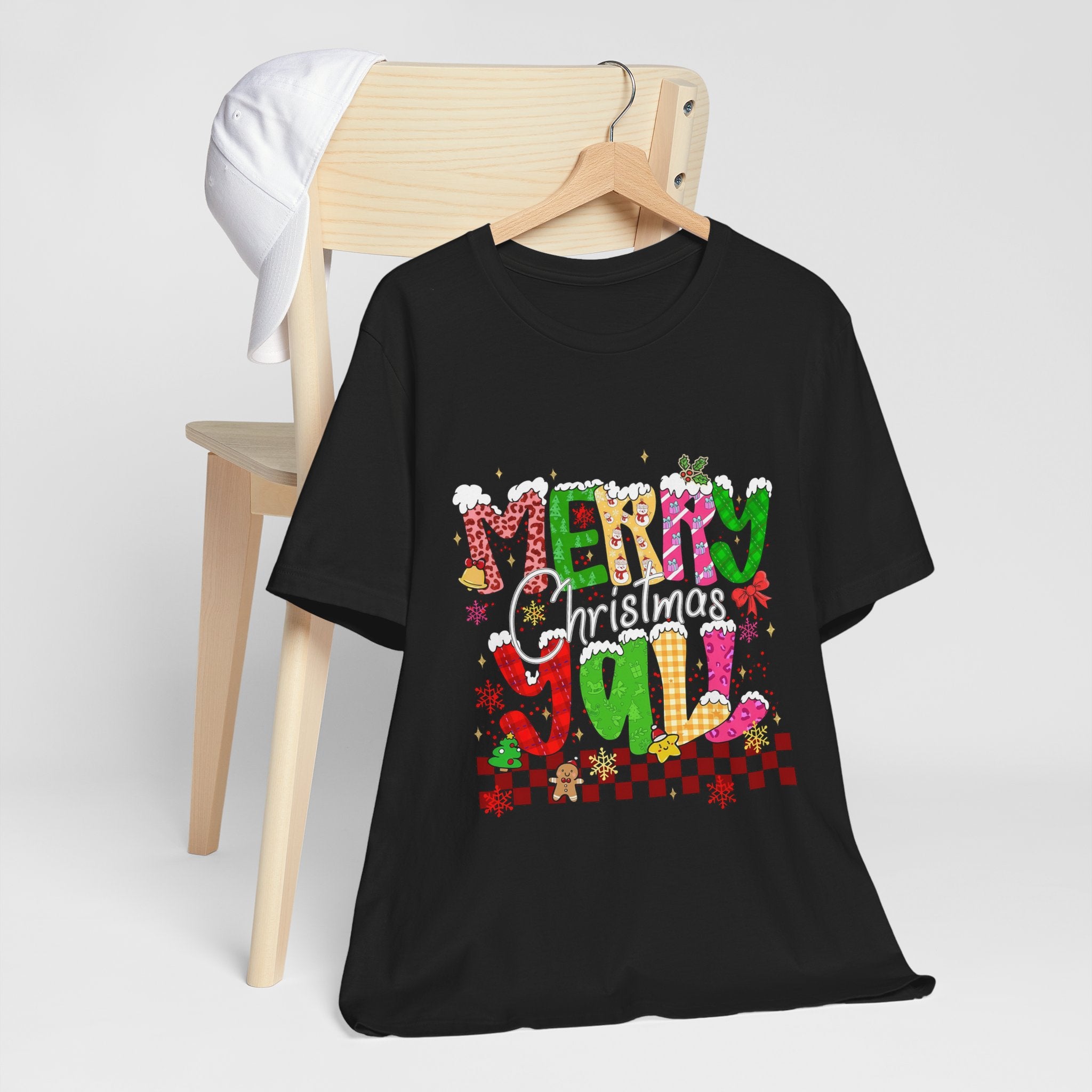 Merry Christmas Y’all Shirt, Colorful Christmas T-Shirt, Retro Holiday Tee, Cute Festive Graphic Tee for Women
