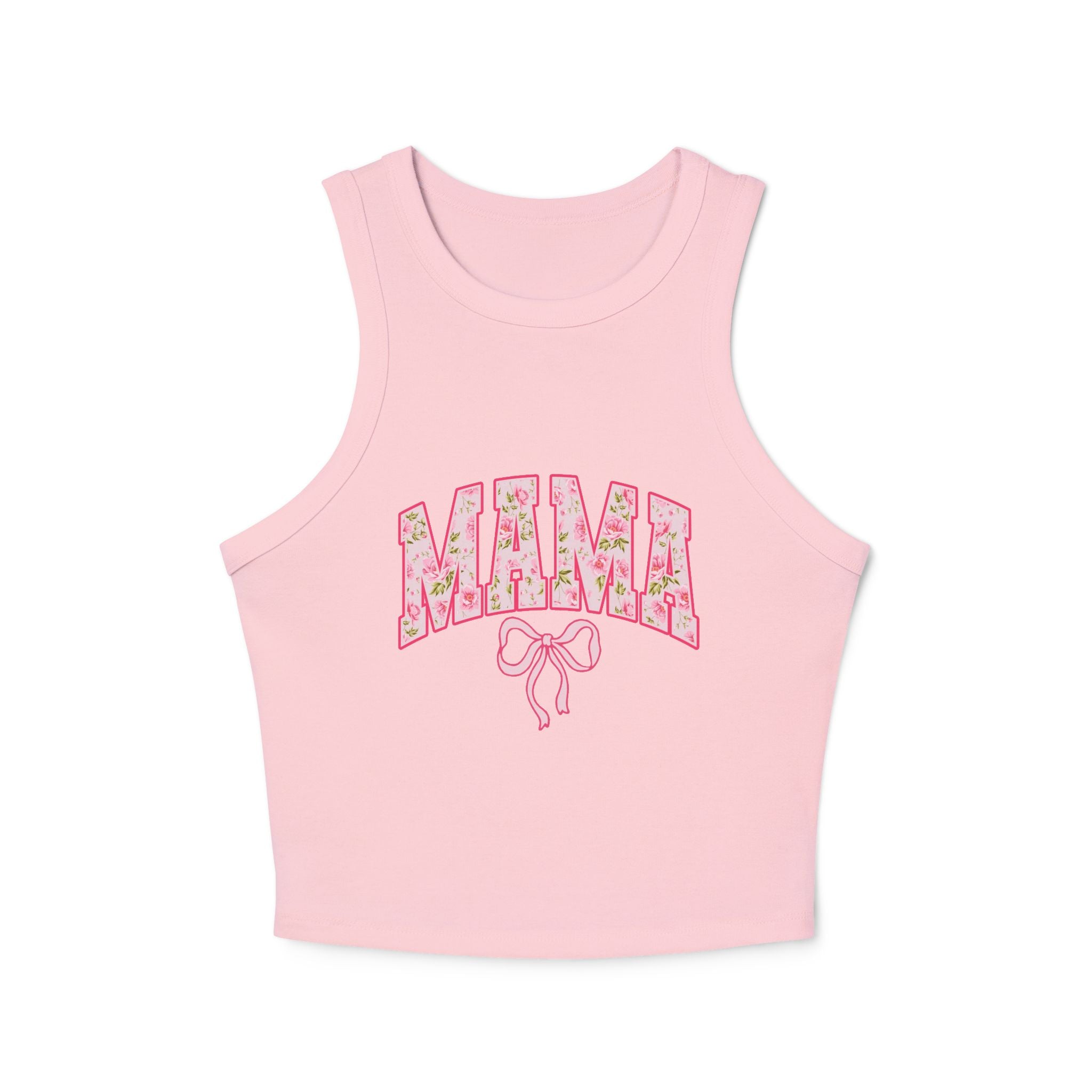 Floral MAMA Tank Top, Pink Bow and Rose Print Design, Cute Mom Life Summer Shirt, Mother’s Day Gift Top, Feminine Floral Tank