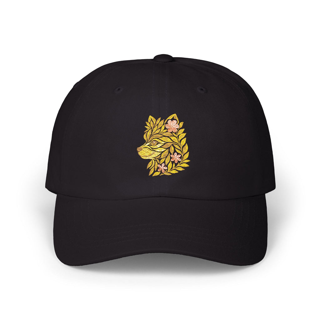 Floral Dog Embroidered Hat, Leaf and Flower Stitch Design Cap, Nature Dog Embroidery, Botanical Pet Lover Baseball Hat, Animal Gift Cap