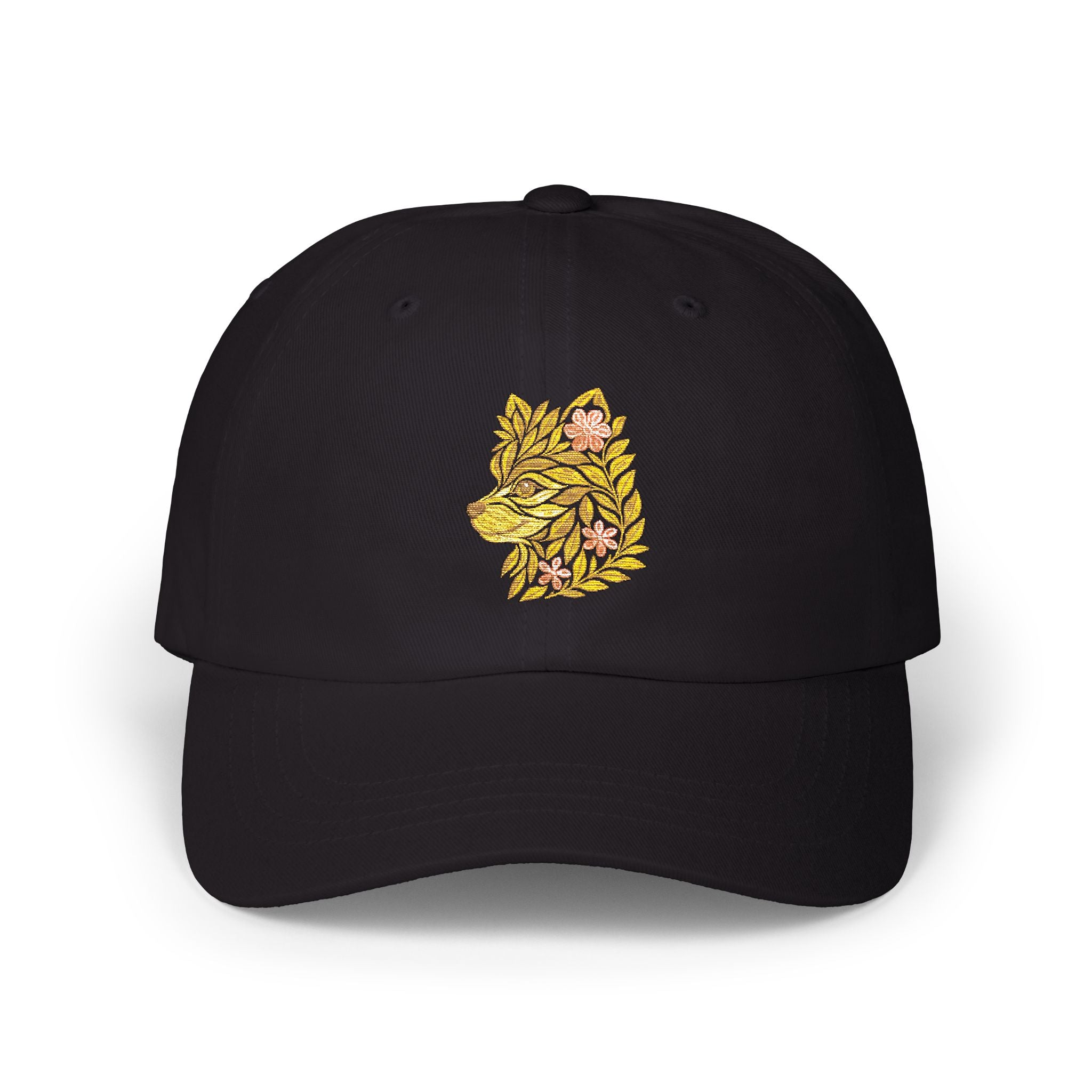 Floral Dog Embroidered Hat, Leaf and Flower Stitch Design Cap, Nature Dog Embroidery, Botanical Pet Lover Baseball Hat, Animal Gift Cap