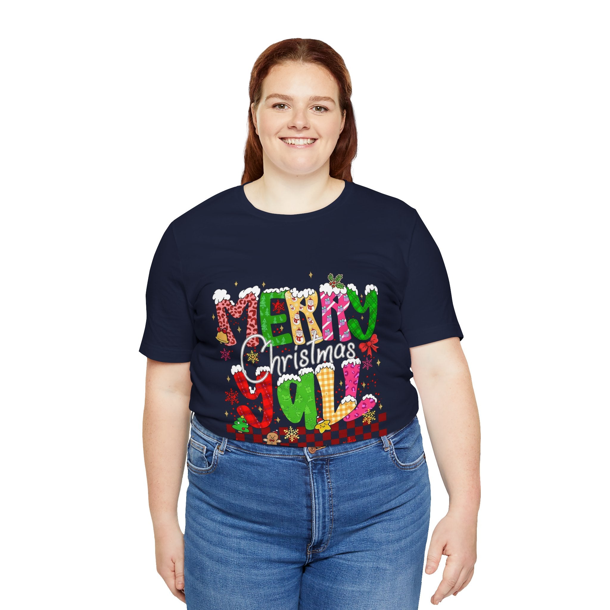 Merry Christmas Y’all Shirt, Colorful Christmas T-Shirt, Retro Holiday Tee, Cute Festive Graphic Tee for Women