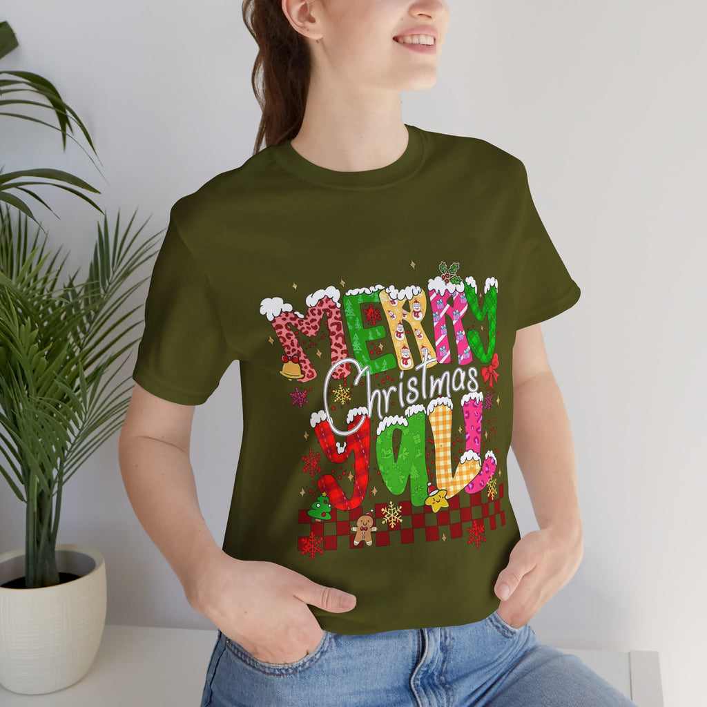 Merry Christmas Y’all Shirt, Colorful Christmas T-Shirt, Retro Holiday Tee, Cute Festive Graphic Tee for Women