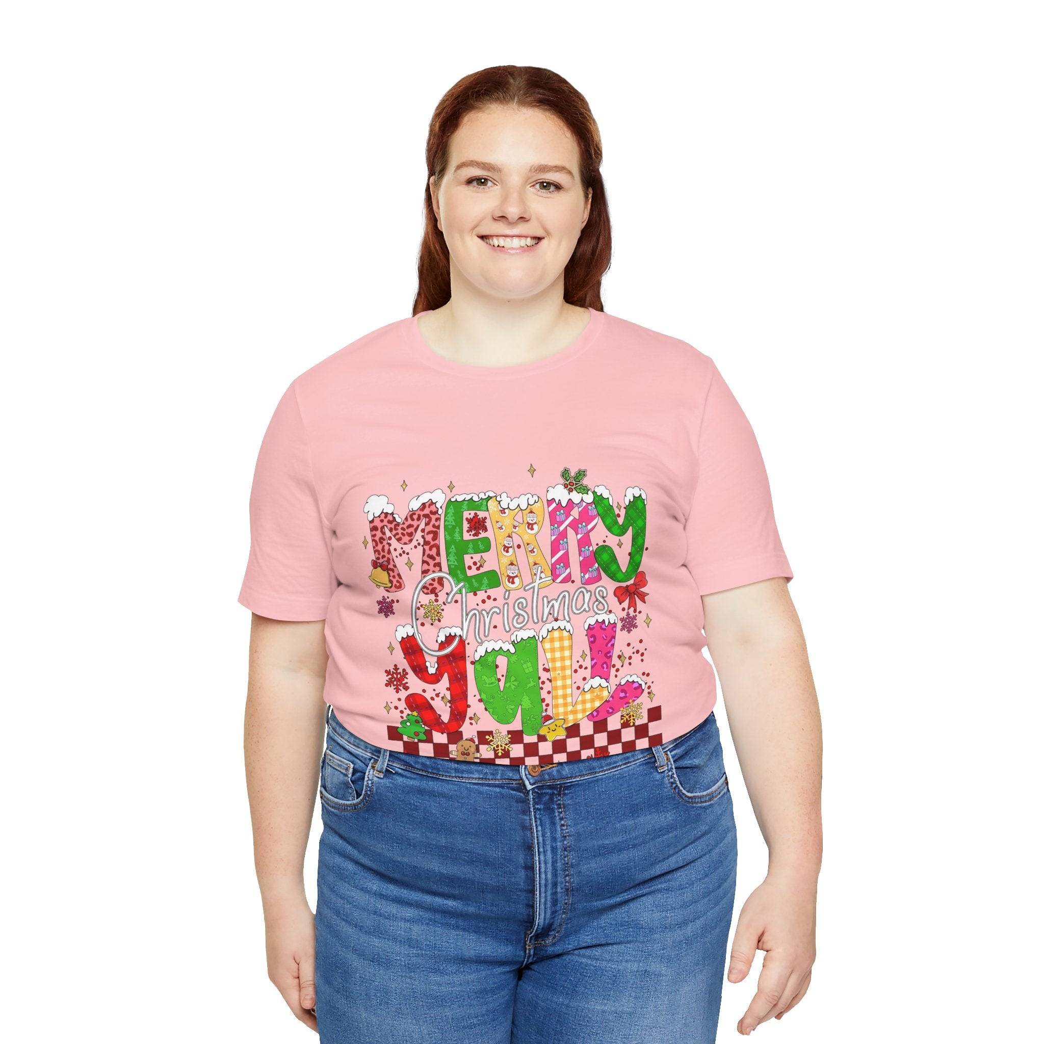 Merry Christmas Y’all Shirt, Colorful Christmas T-Shirt, Retro Holiday Tee, Cute Festive Graphic Tee for Women