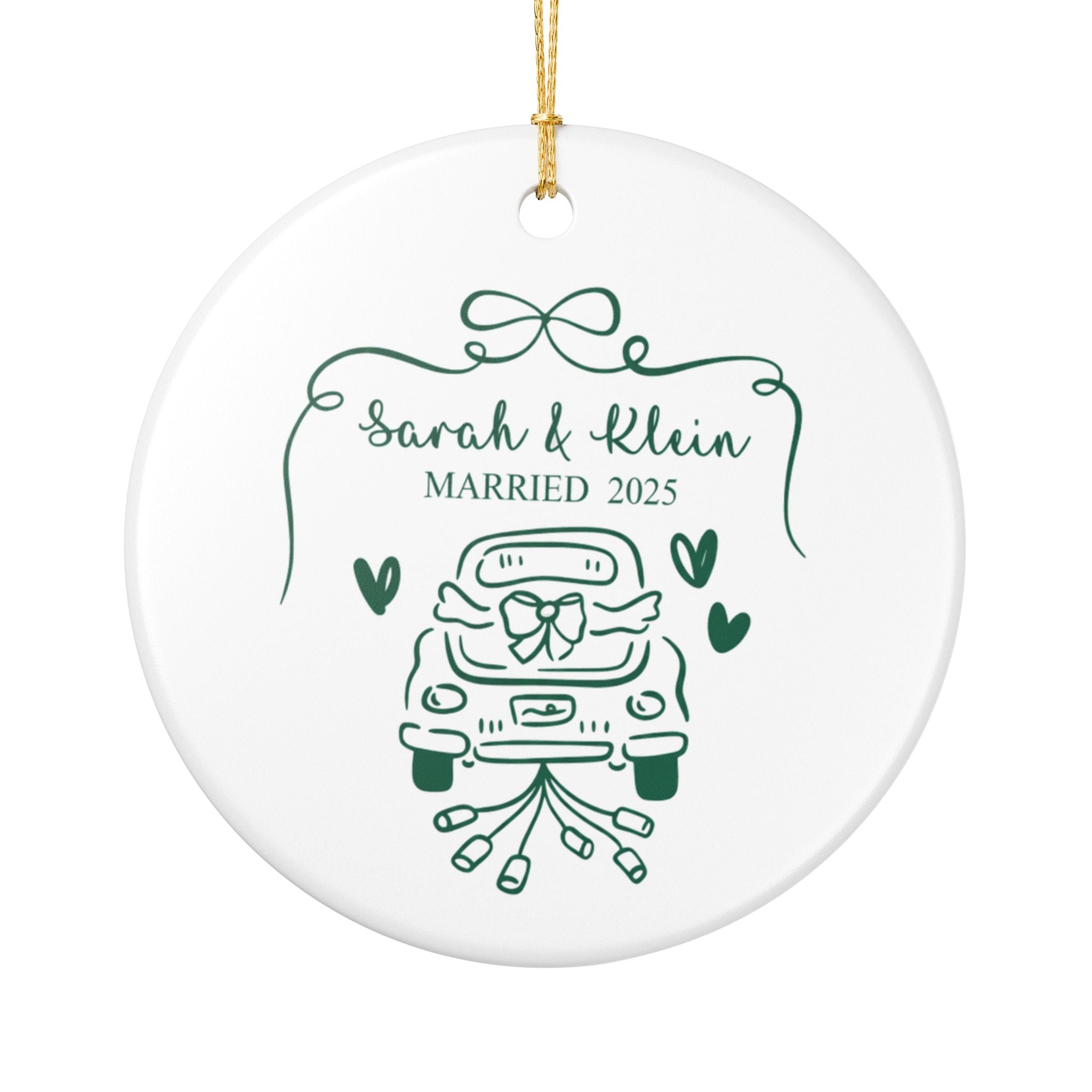 Personalized Wedding Ornament 2025, Just Married Car Design, Custom Couple Gift, Engagement Keepsake, Bride and Groom Decoration