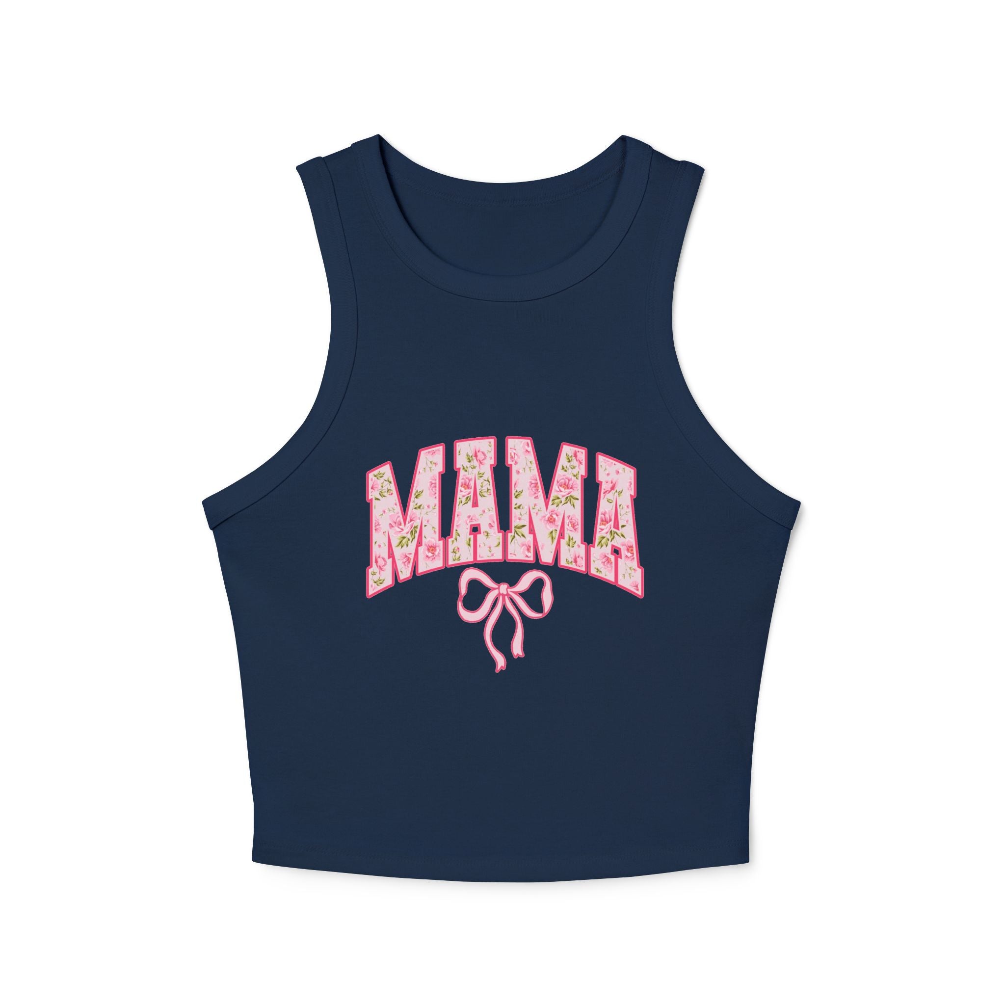 Floral MAMA Tank Top, Pink Bow and Rose Print Design, Cute Mom Life Summer Shirt, Mother’s Day Gift Top, Feminine Floral Tank