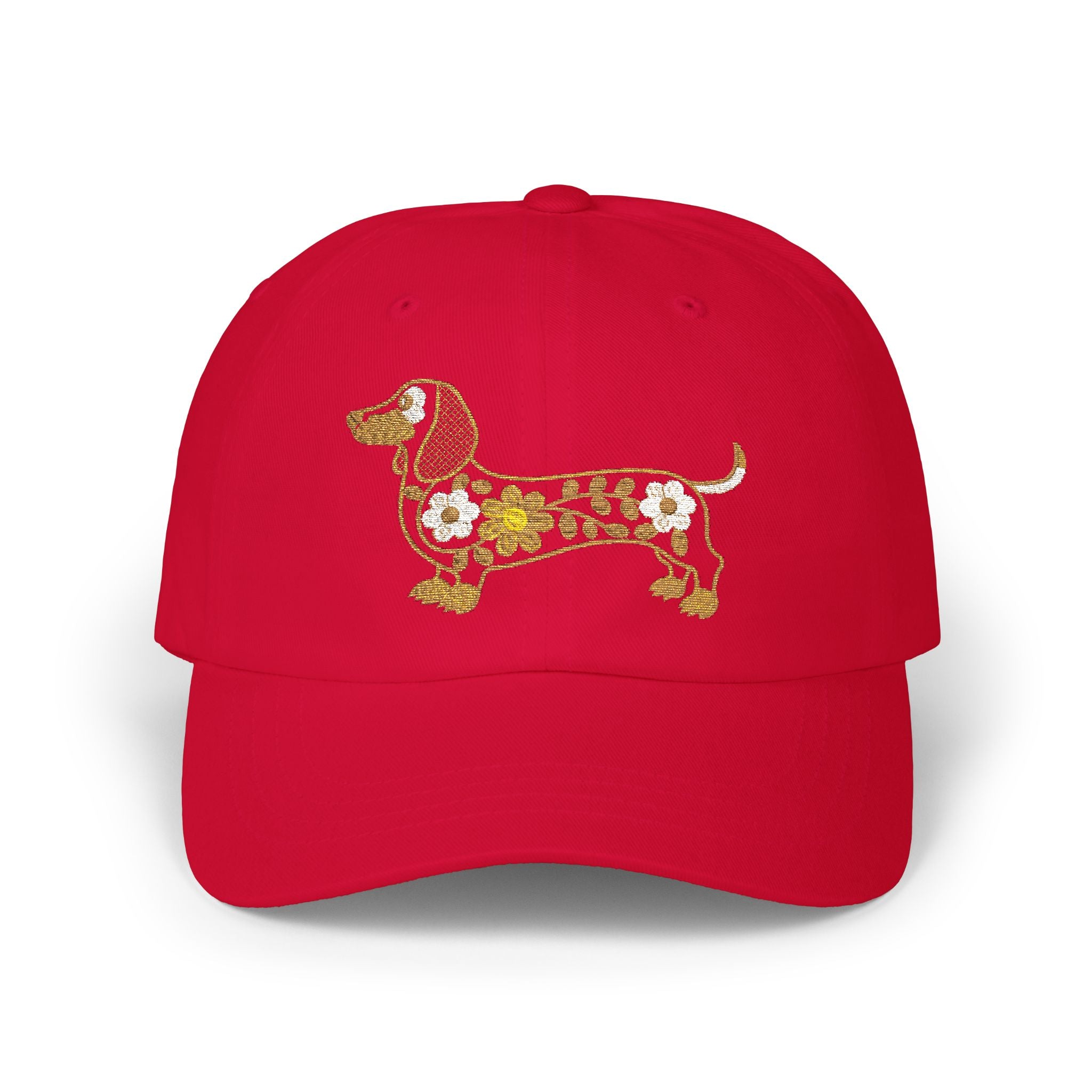 Floral Dachshund Embroidered Hat, Cute Wiener Dog Stitch Design Cap, Flower Dog Embroidery Baseball Hat, Pet Lover Gift, Boho Dog Cap