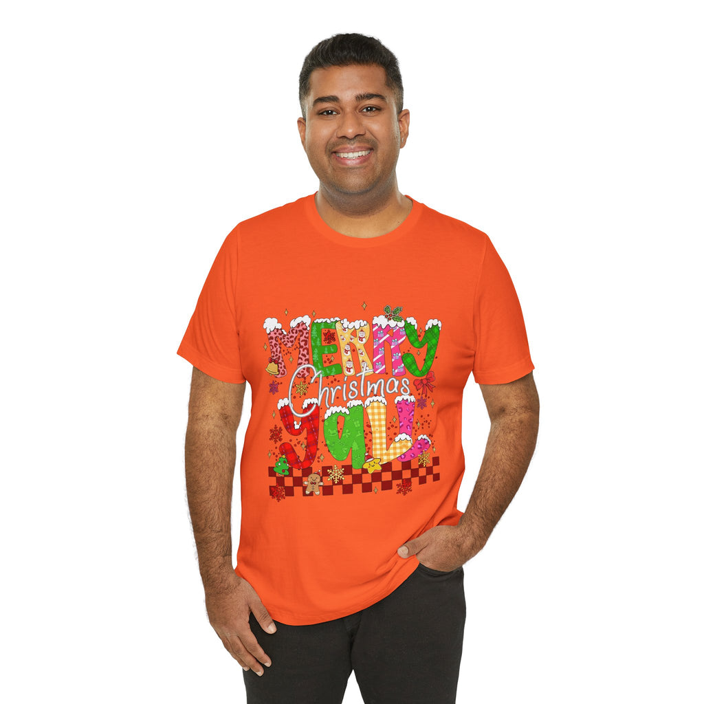 Merry Christmas Y’all Shirt, Colorful Christmas T-Shirt, Retro Holiday Tee, Cute Festive Graphic Tee for Women