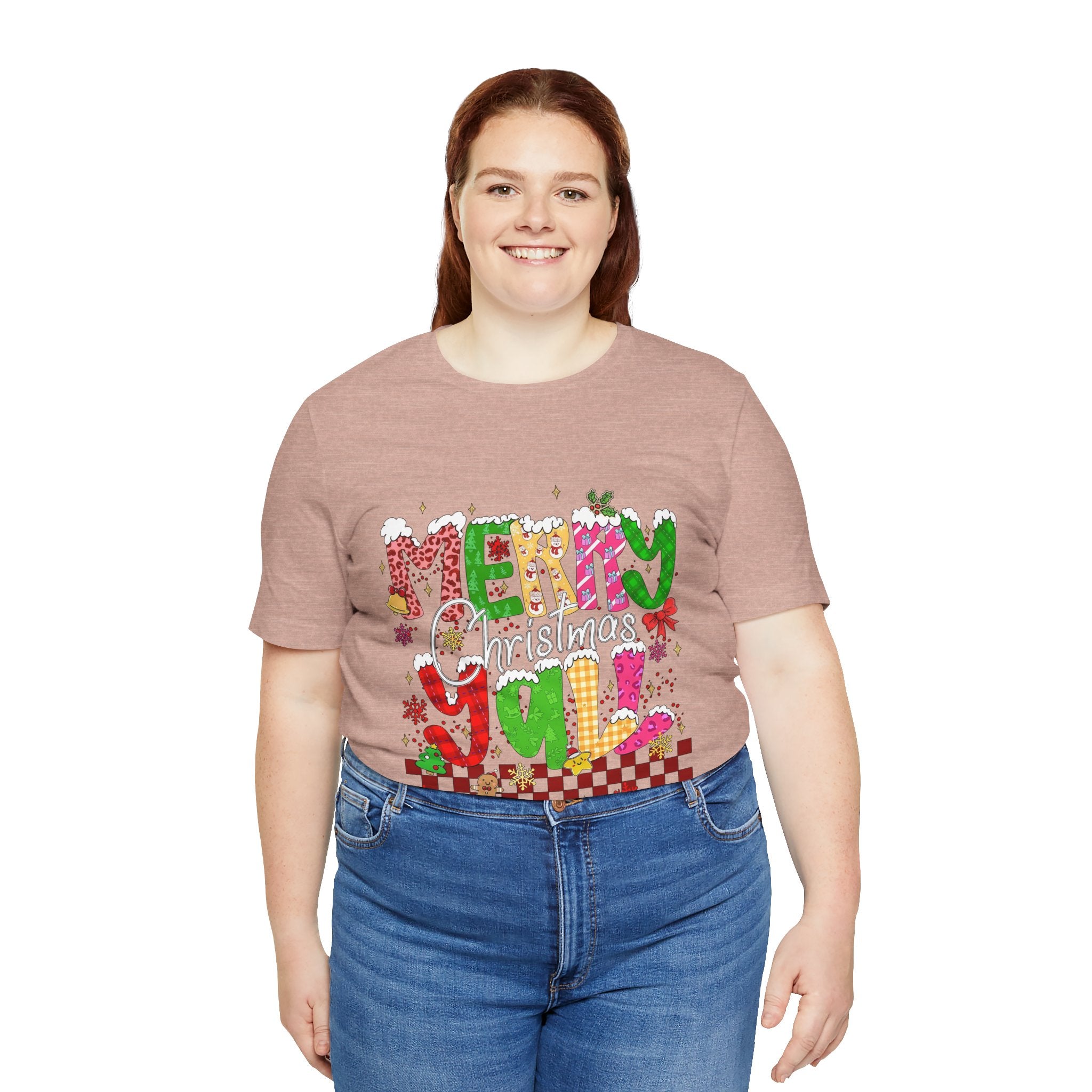 Merry Christmas Y’all Shirt, Colorful Christmas T-Shirt, Retro Holiday Tee, Cute Festive Graphic Tee for Women
