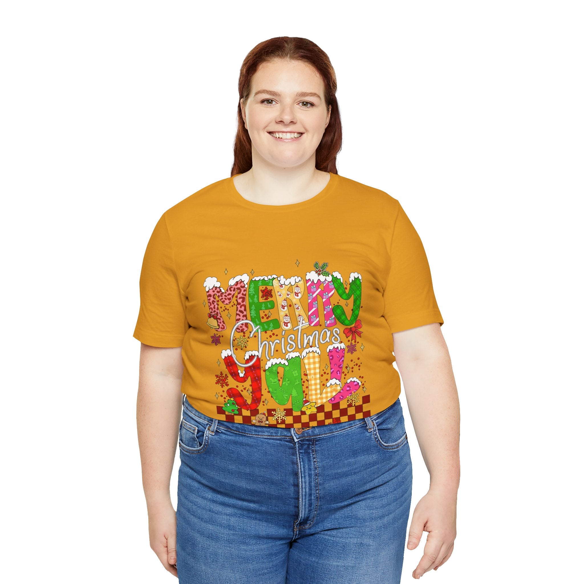Merry Christmas Y’all Shirt, Colorful Christmas T-Shirt, Retro Holiday Tee, Cute Festive Graphic Tee for Women