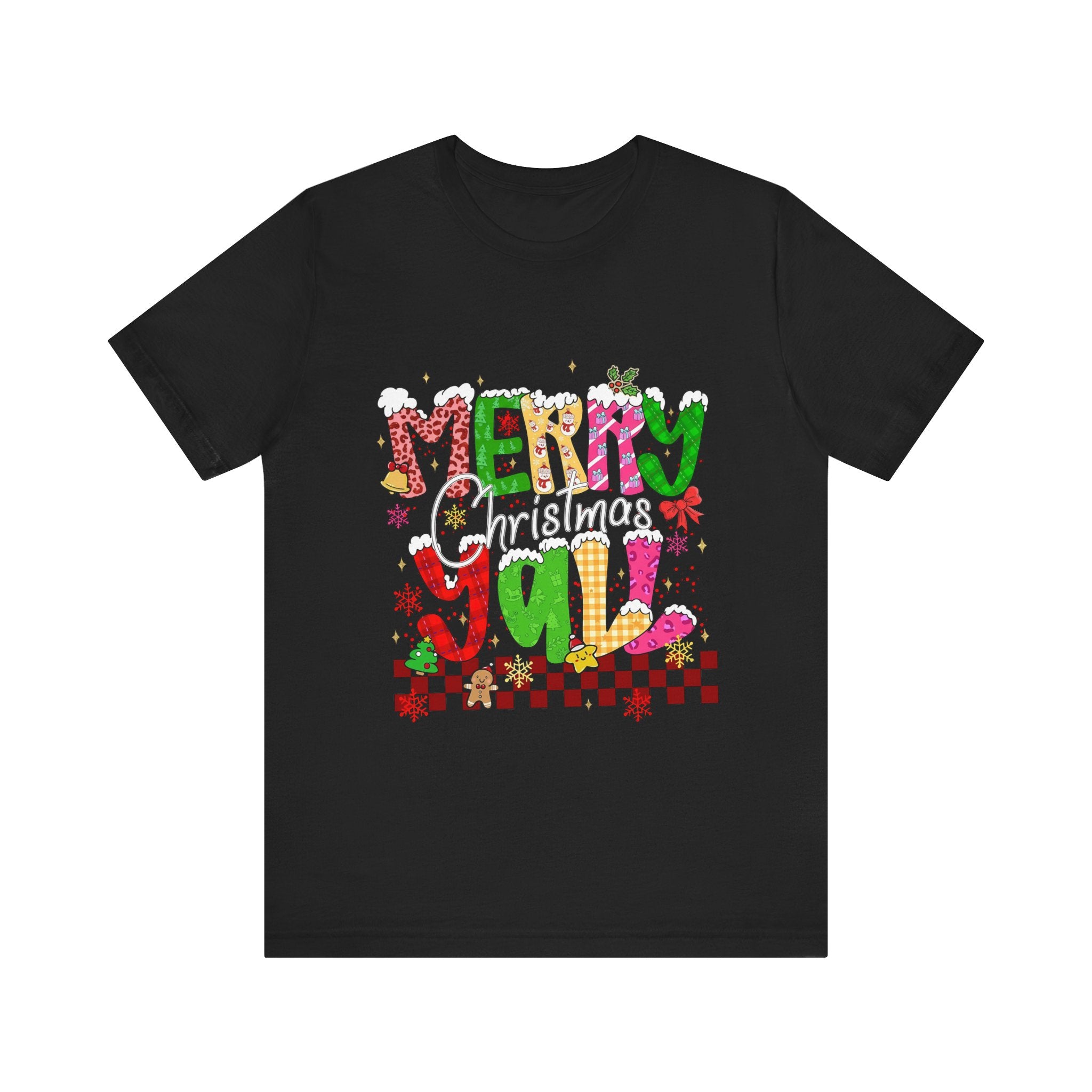 Merry Christmas Y’all Shirt, Colorful Christmas T-Shirt, Retro Holiday Tee, Cute Festive Graphic Tee for Women