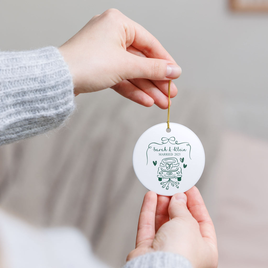 Personalized Wedding Ornament 2025, Just Married Car Design, Custom Couple Gift, Engagement Keepsake, Bride and Groom Decoration