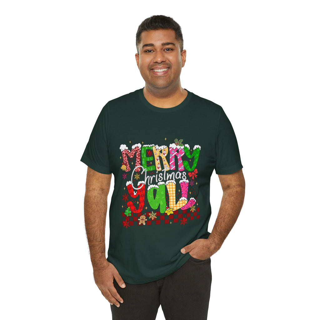 Merry Christmas Y’all Shirt, Colorful Christmas T-Shirt, Retro Holiday Tee, Cute Festive Graphic Tee for Women
