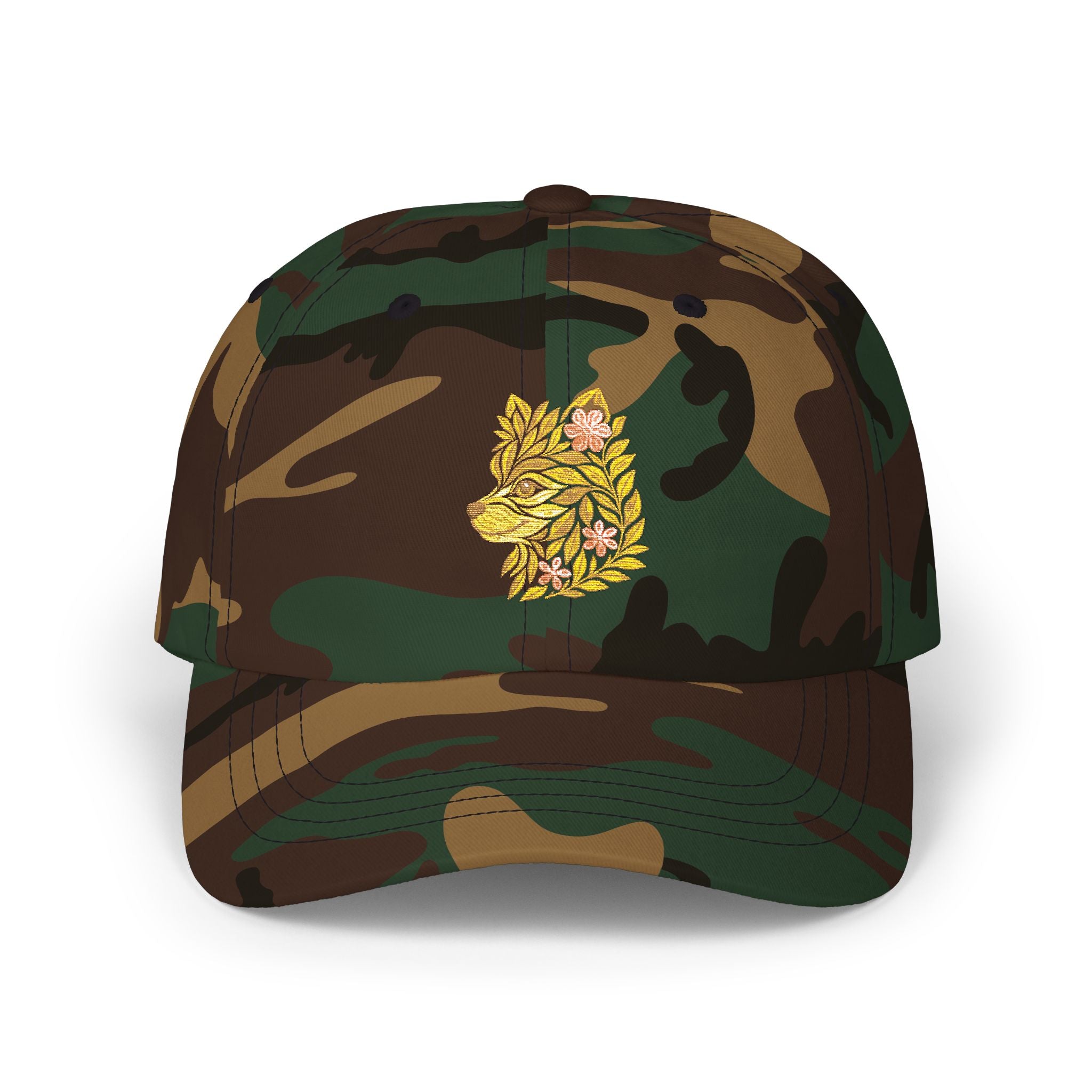 Floral Dog Embroidered Hat, Leaf and Flower Stitch Design Cap, Nature Dog Embroidery, Botanical Pet Lover Baseball Hat, Animal Gift Cap