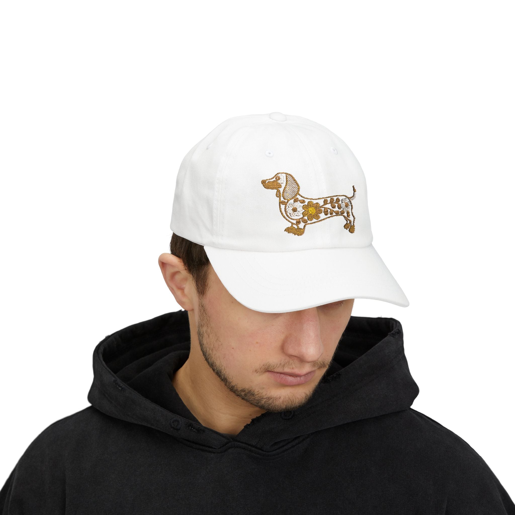 Floral Dachshund Embroidered Hat, Cute Wiener Dog Stitch Design Cap, Flower Dog Embroidery Baseball Hat, Pet Lover Gift, Boho Dog Cap