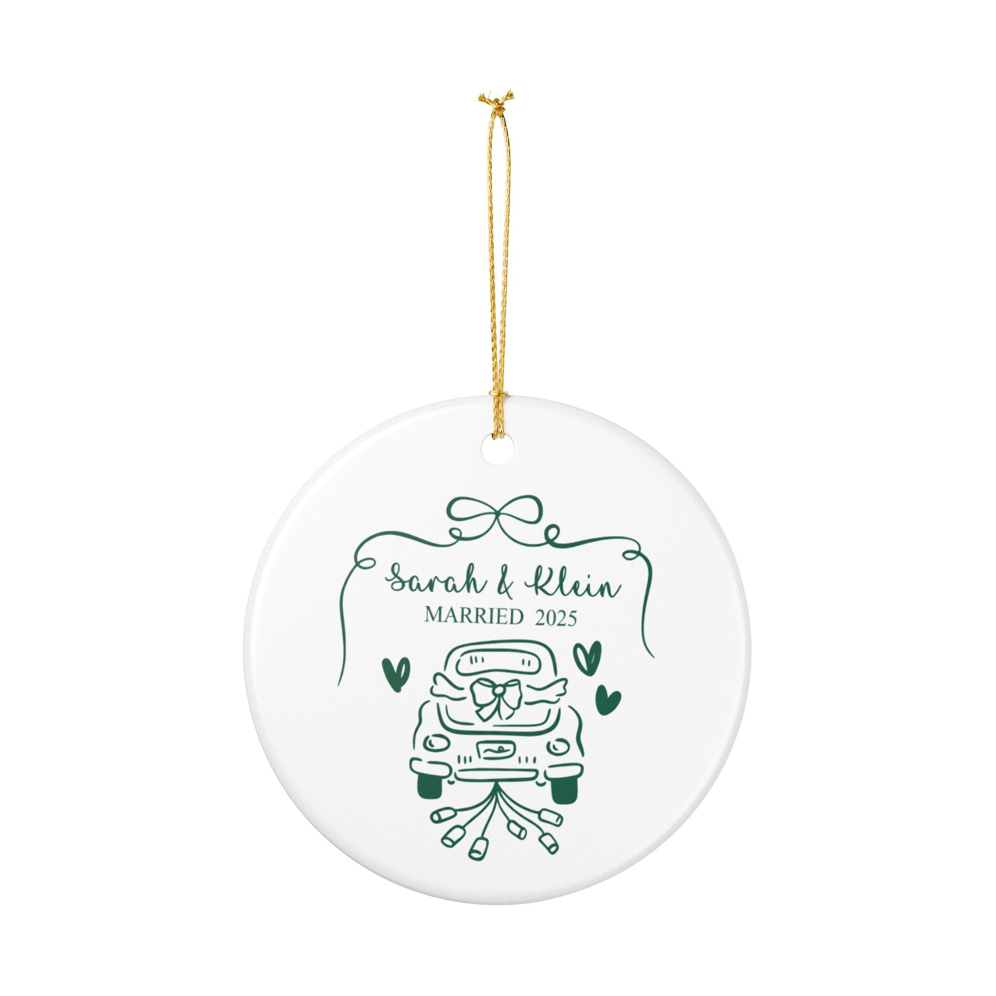 Personalized Wedding Ornament 2025, Just Married Car Design, Custom Couple Gift, Engagement Keepsake, Bride and Groom Decoration